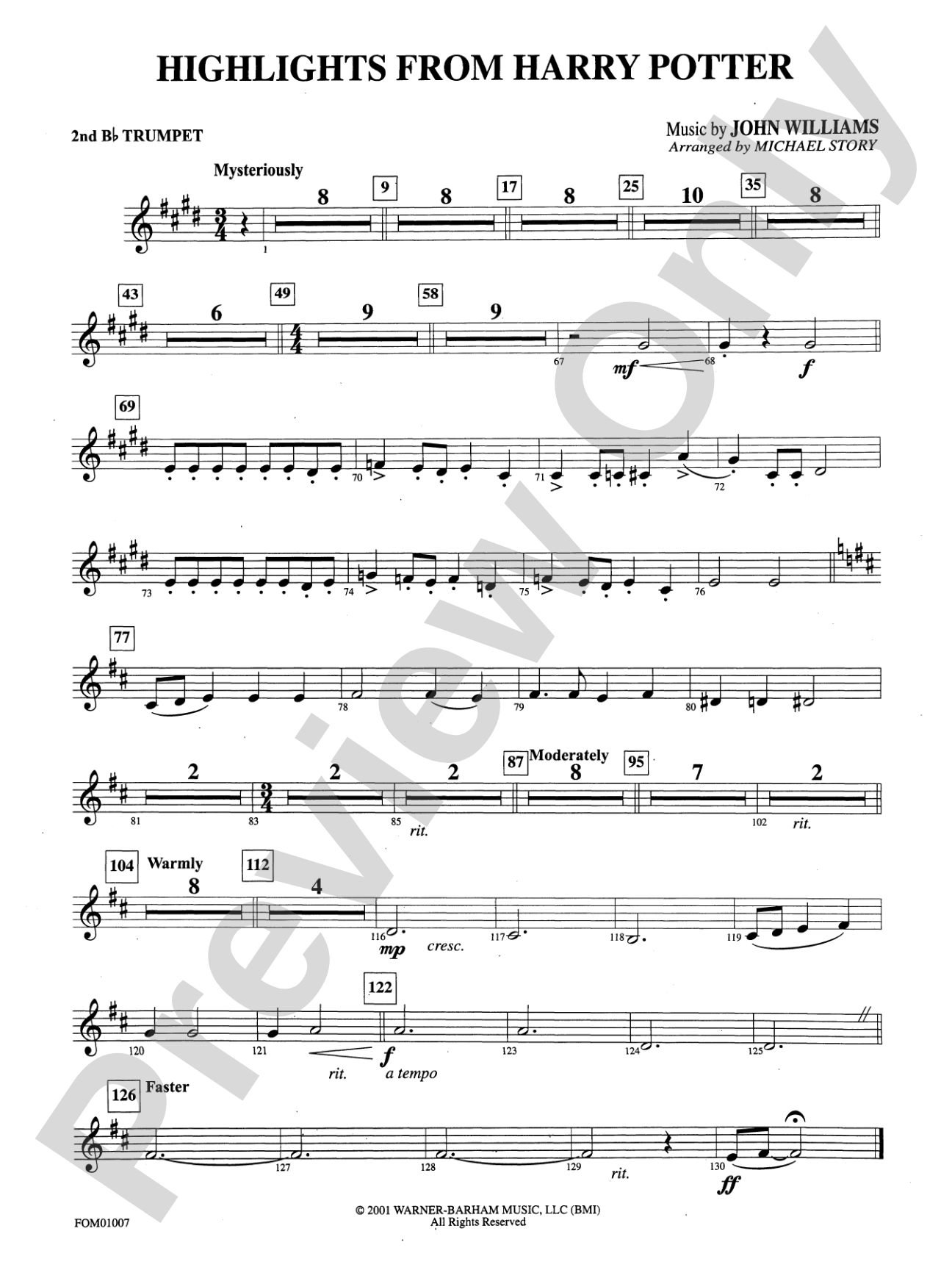 Harry Potter, Highlights from: 2nd B-flat Trumpet