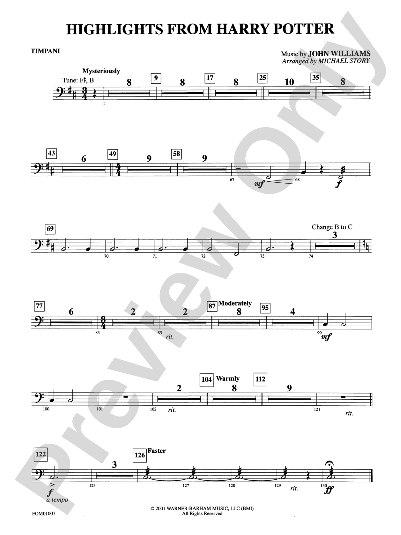Harry Potter, Highlights from: Timpani
