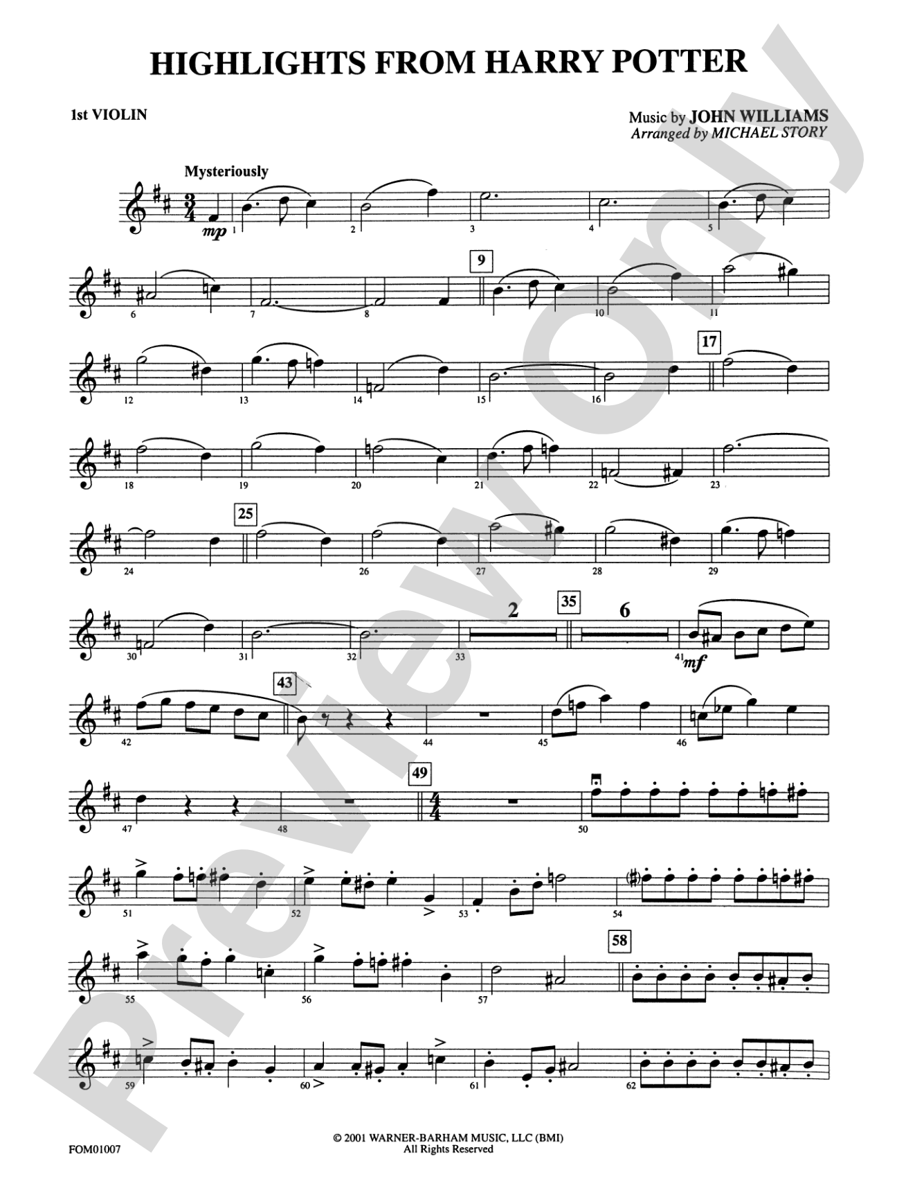 Harry Potter, Highlights from: 1st Violin
