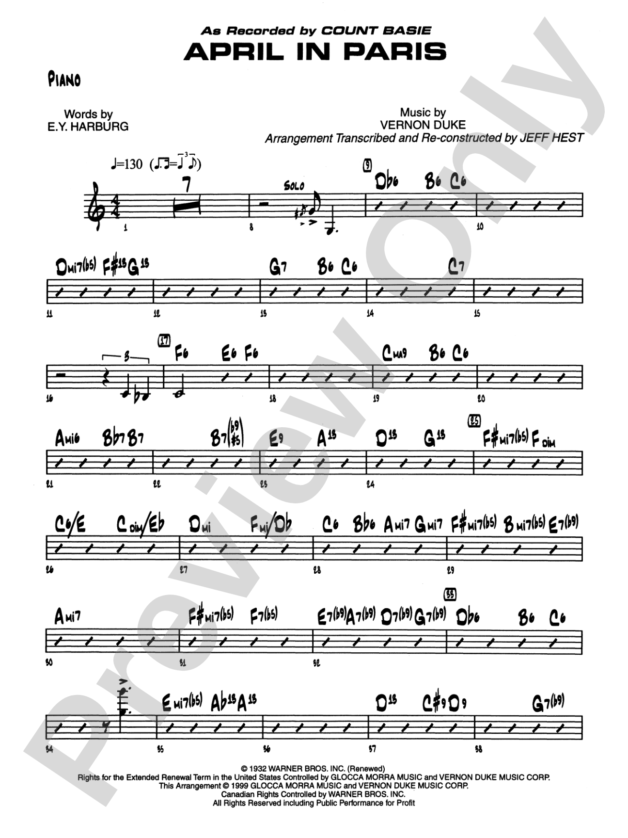 April in Paris: Piano Accompaniment