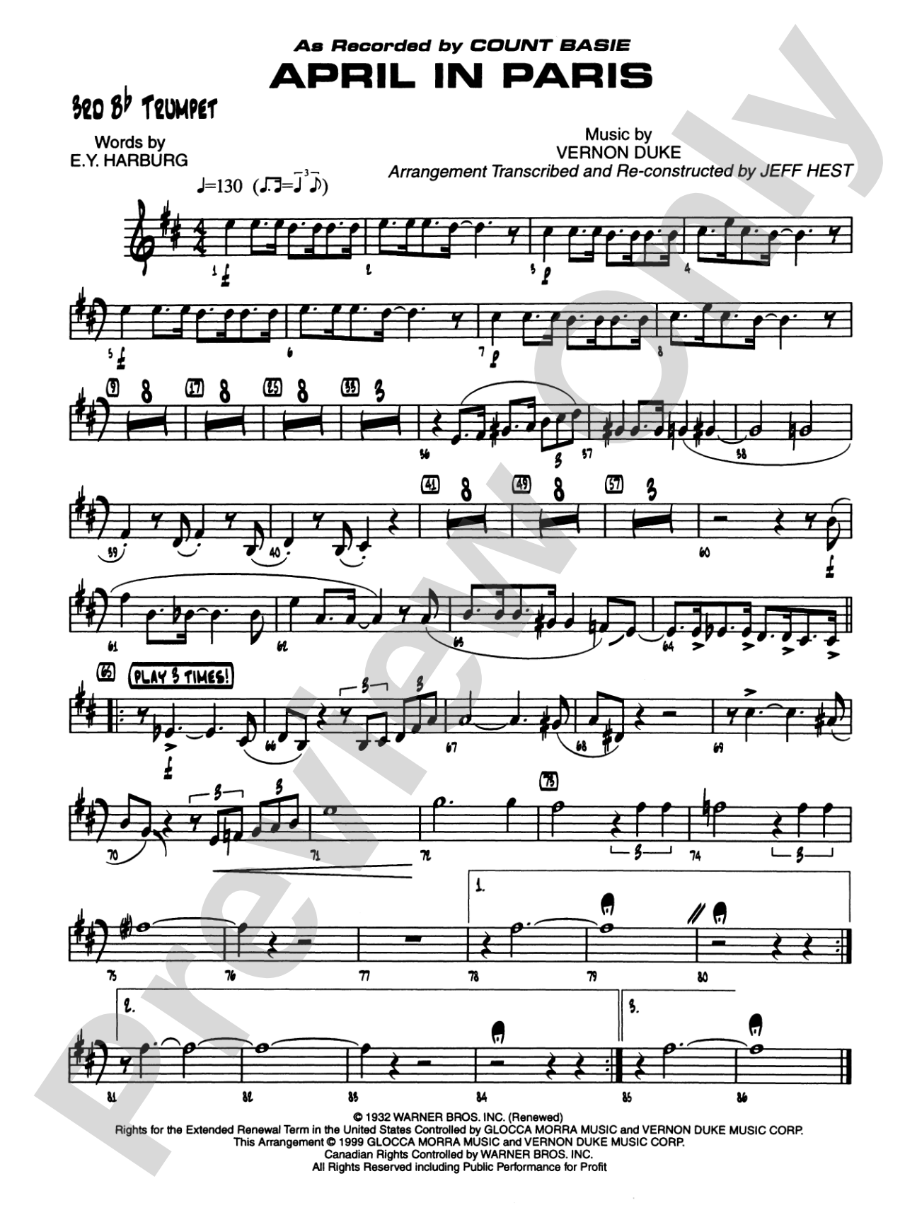 April in Paris: 3rd B-flat Trumpet