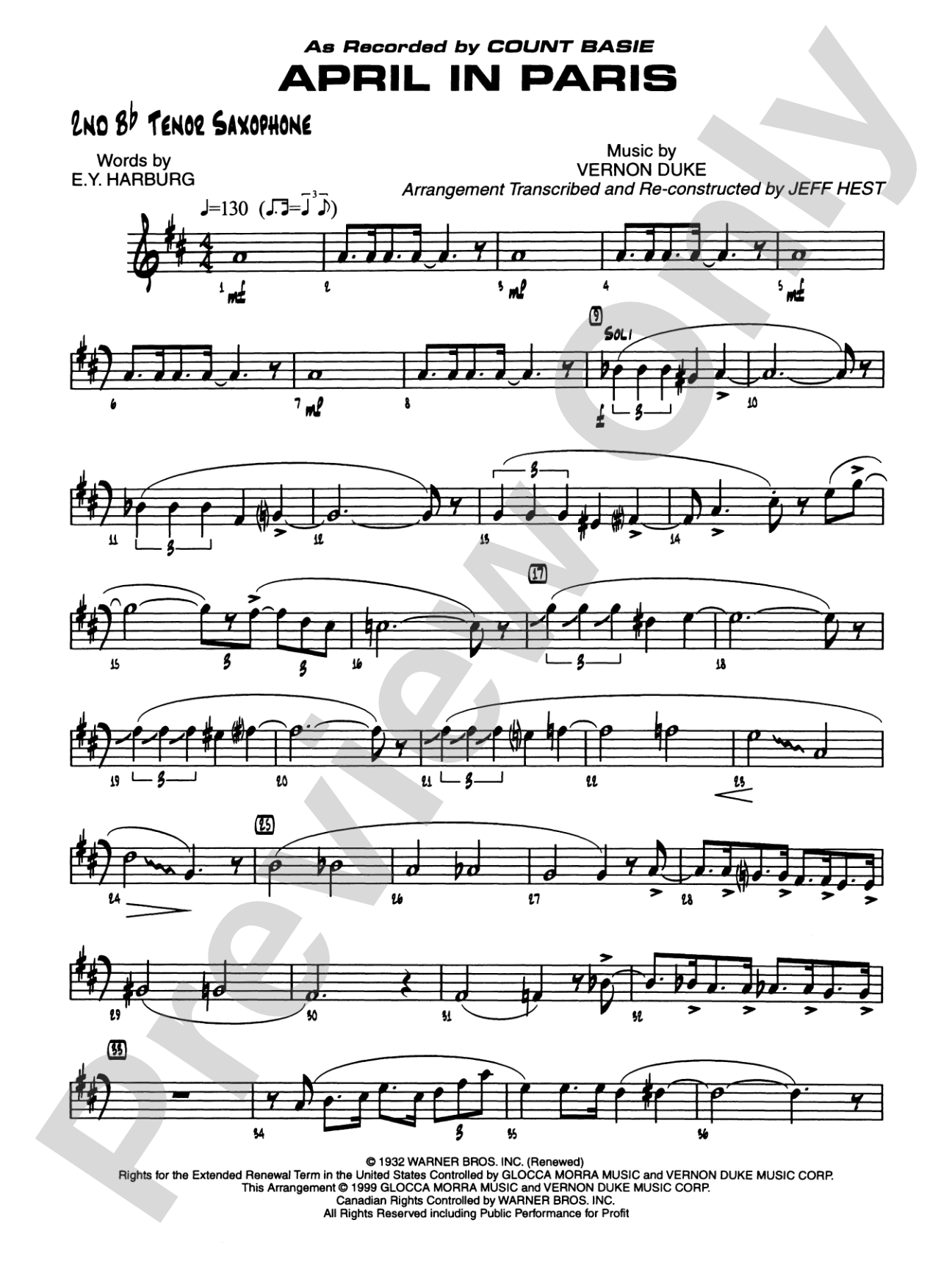 April in Paris: 2nd B-flat Tenor Saxophone