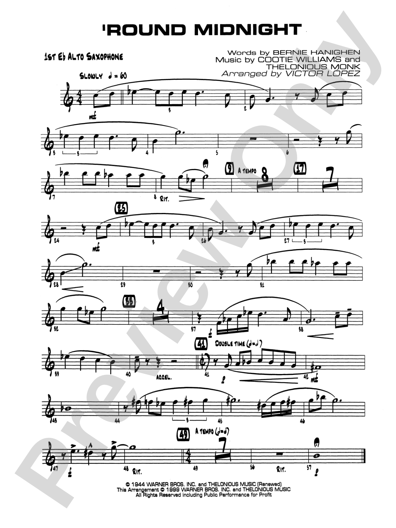 'Round Midnight: E-flat Alto Saxophone