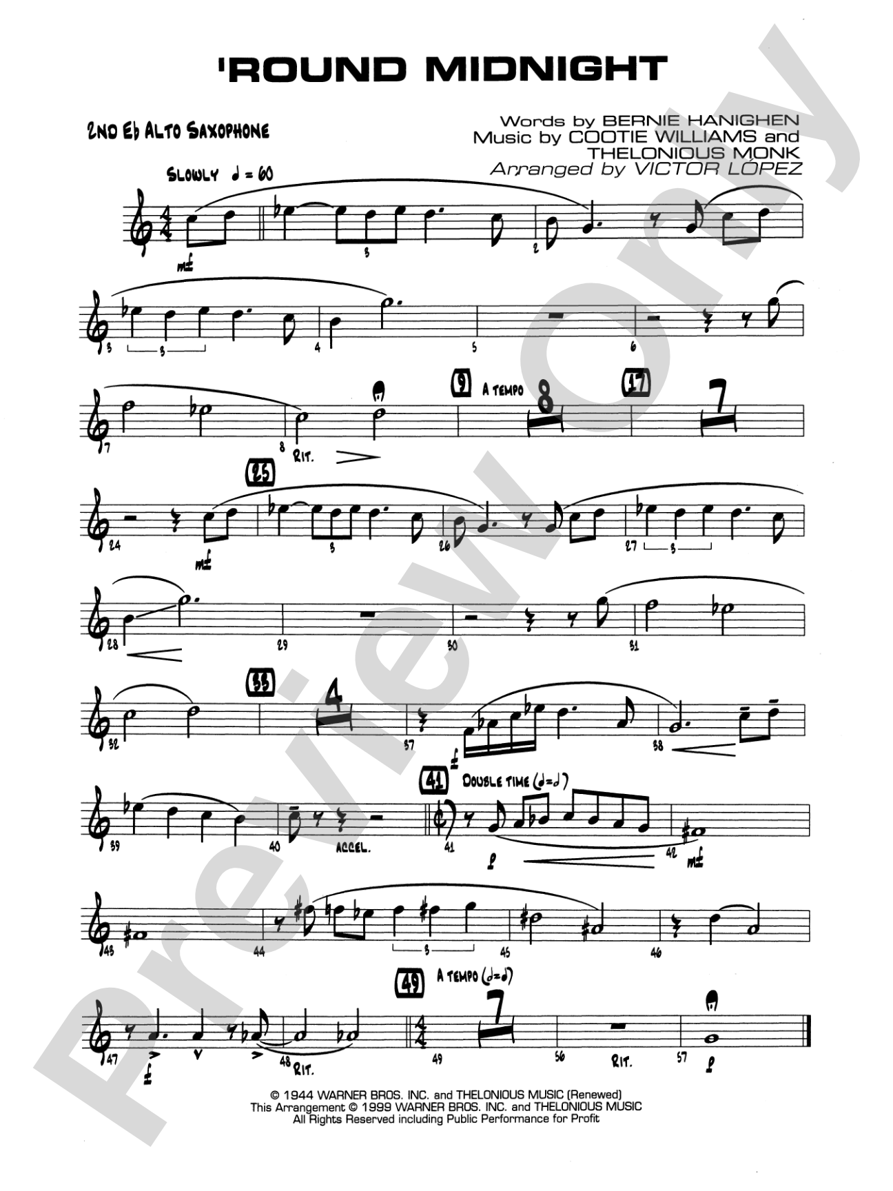 'Round Midnight: 2nd E-flat Alto Saxophone