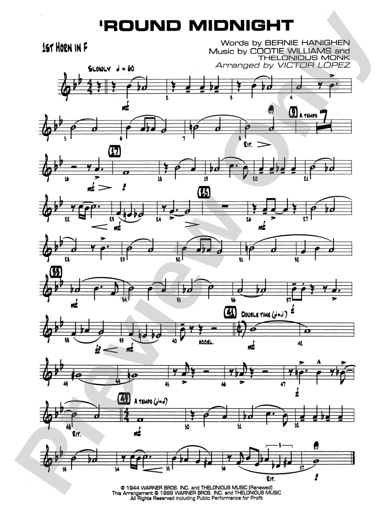 'Round Midnight: 1st F Horn