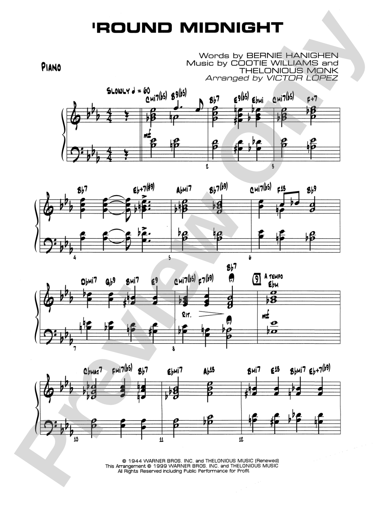 'Round Midnight: Piano Accompaniment