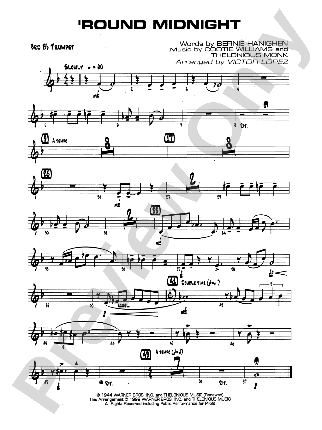 'Round Midnight: 3rd B-flat Trumpet