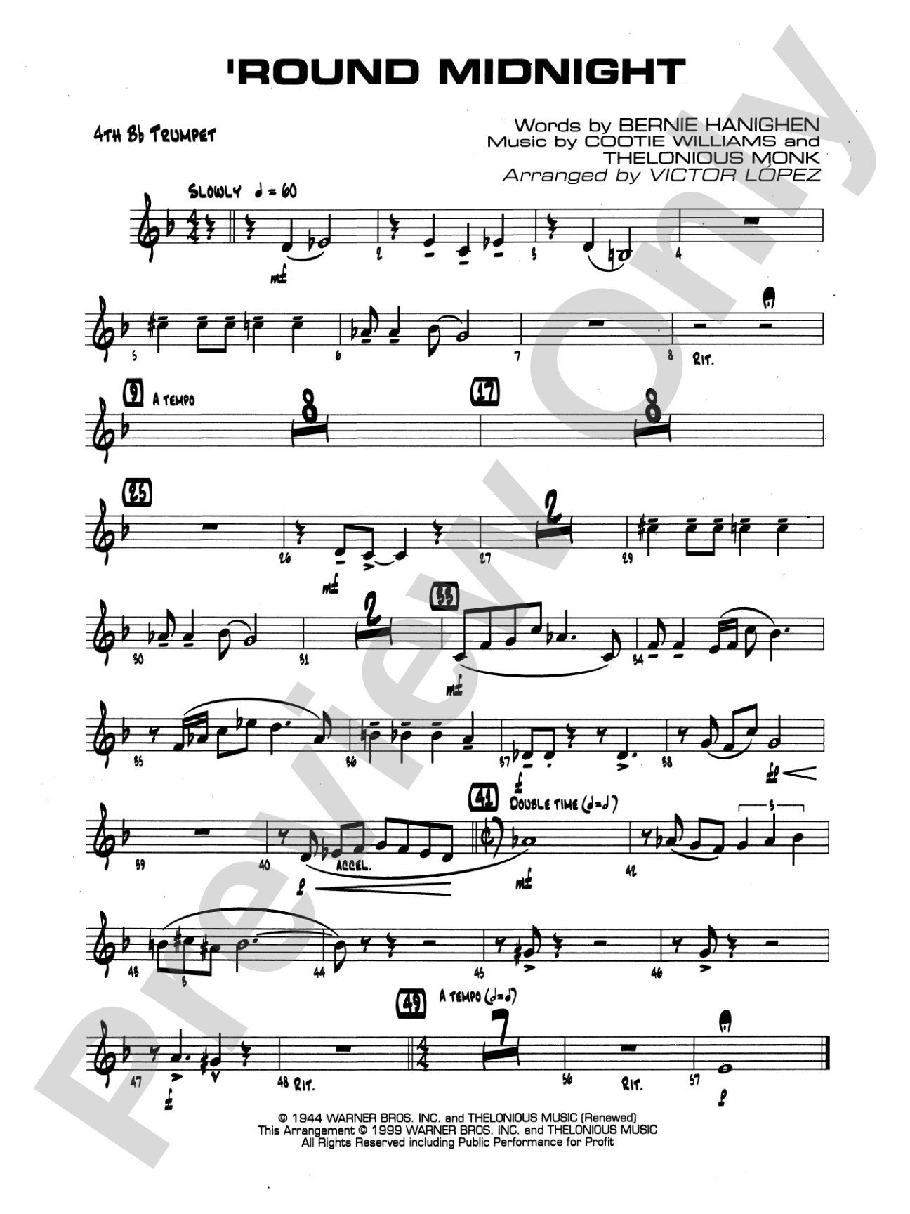 'Round Midnight: 4th B-flat Trumpet