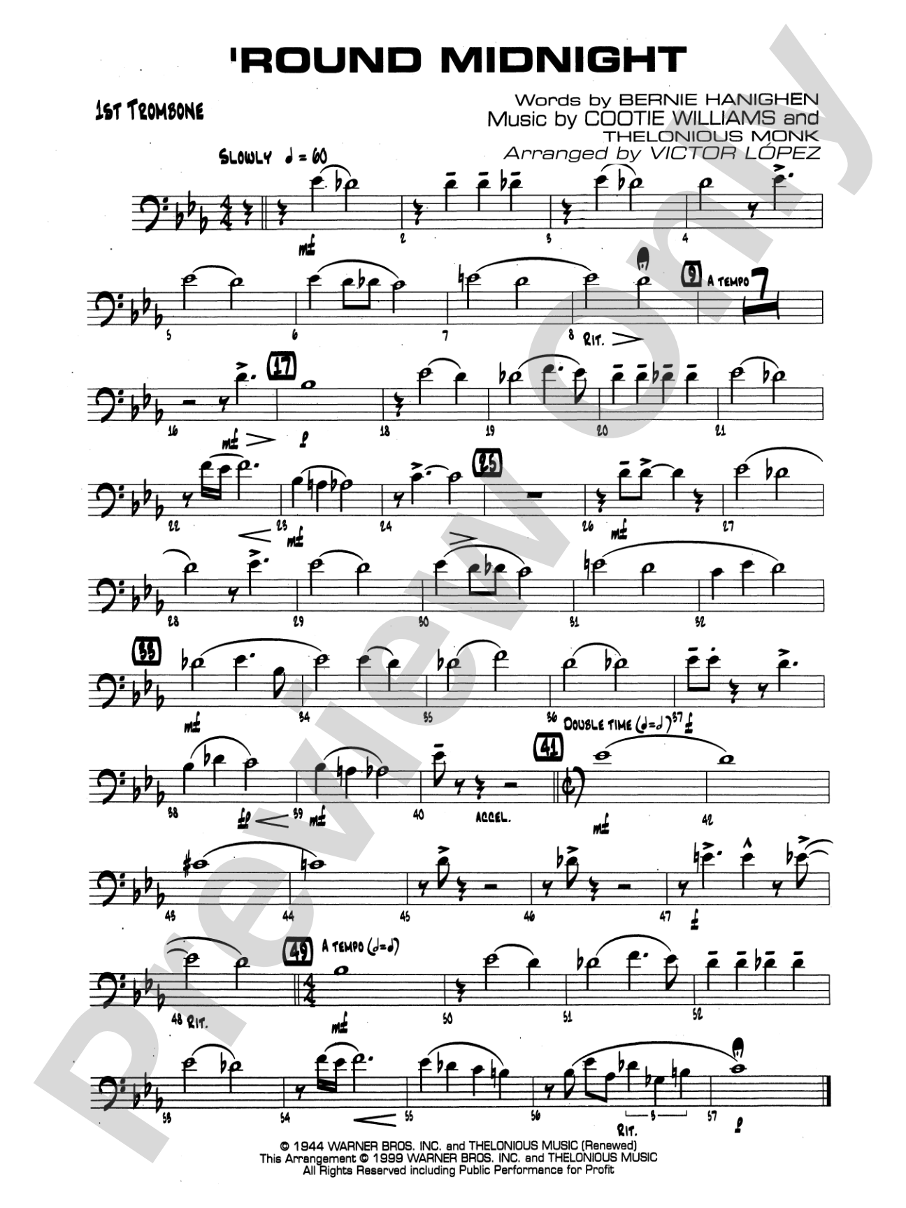 'Round Midnight: 1st Trombone