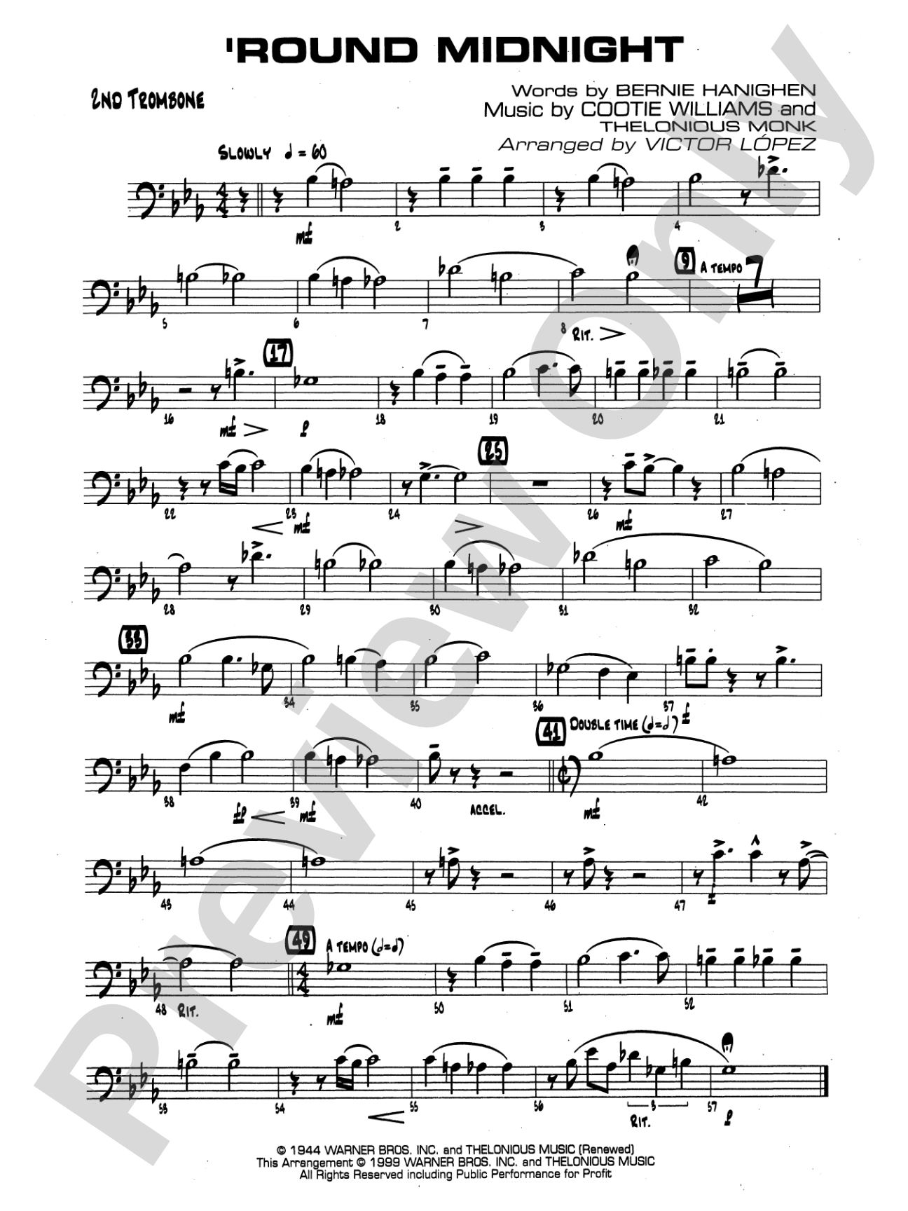 'Round Midnight: 2nd Trombone