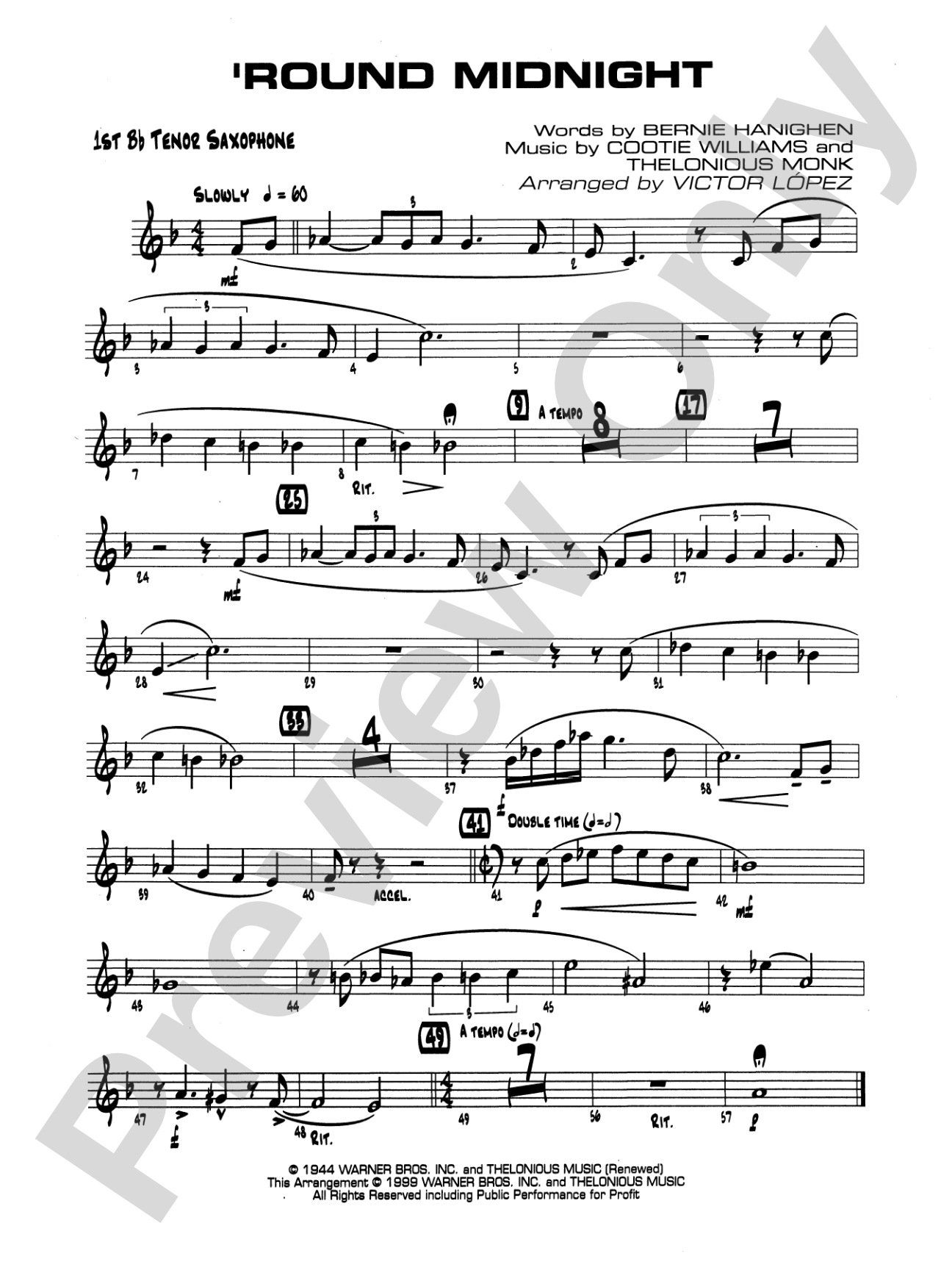 'Round Midnight: B-flat Tenor Saxophone