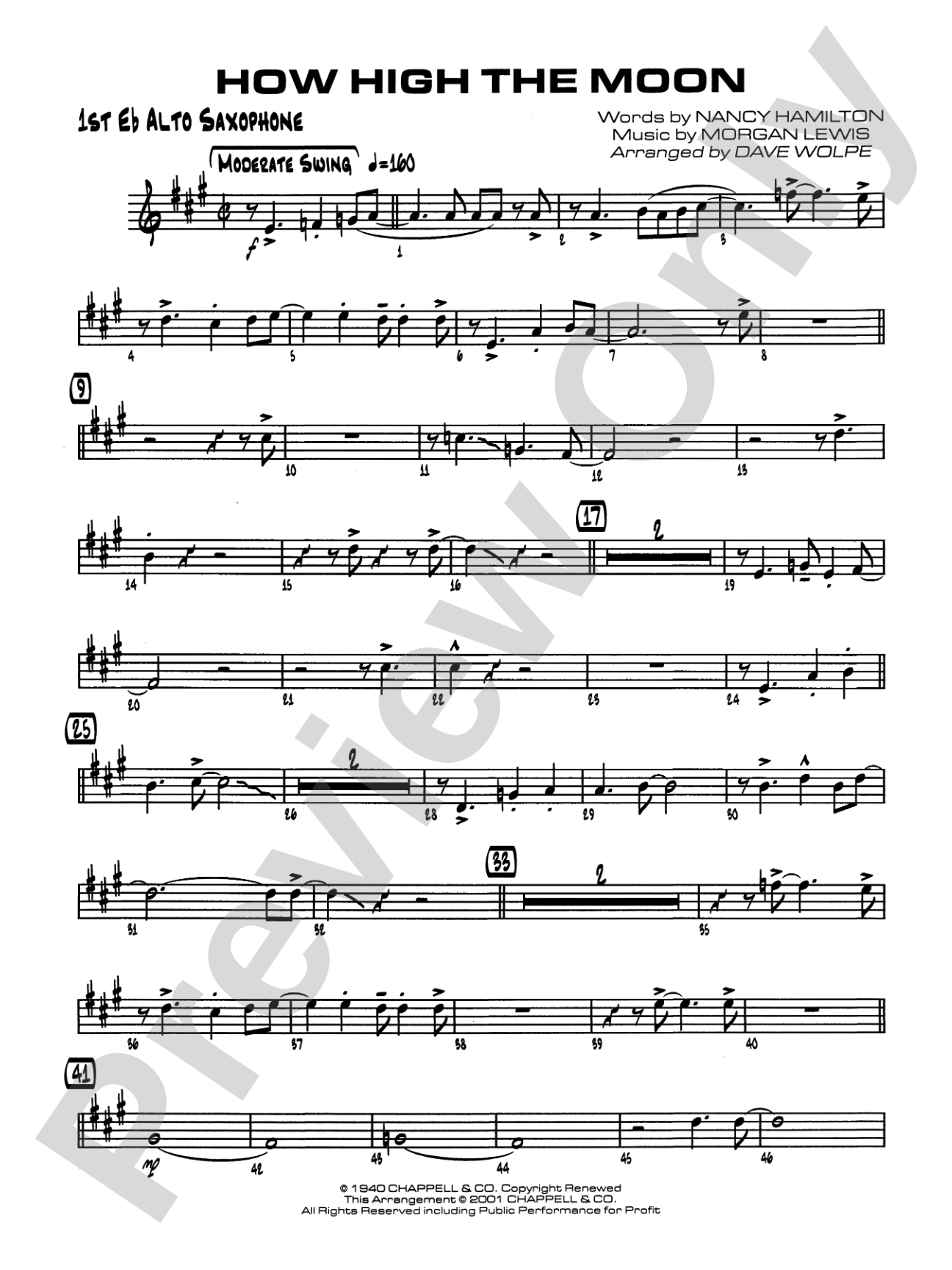How High the Moon: E-flat Alto Saxophone