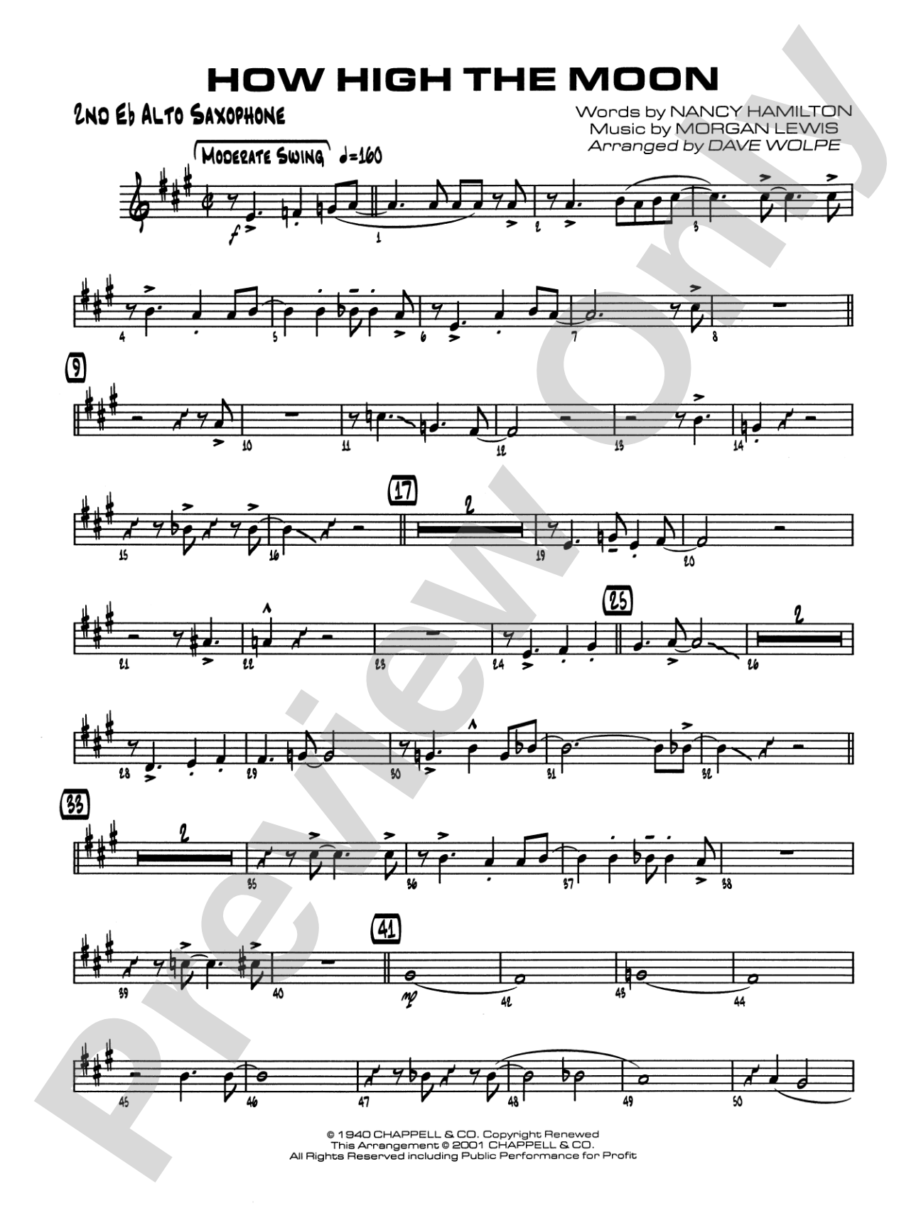How High the Moon: 2nd E-flat Alto Saxophone