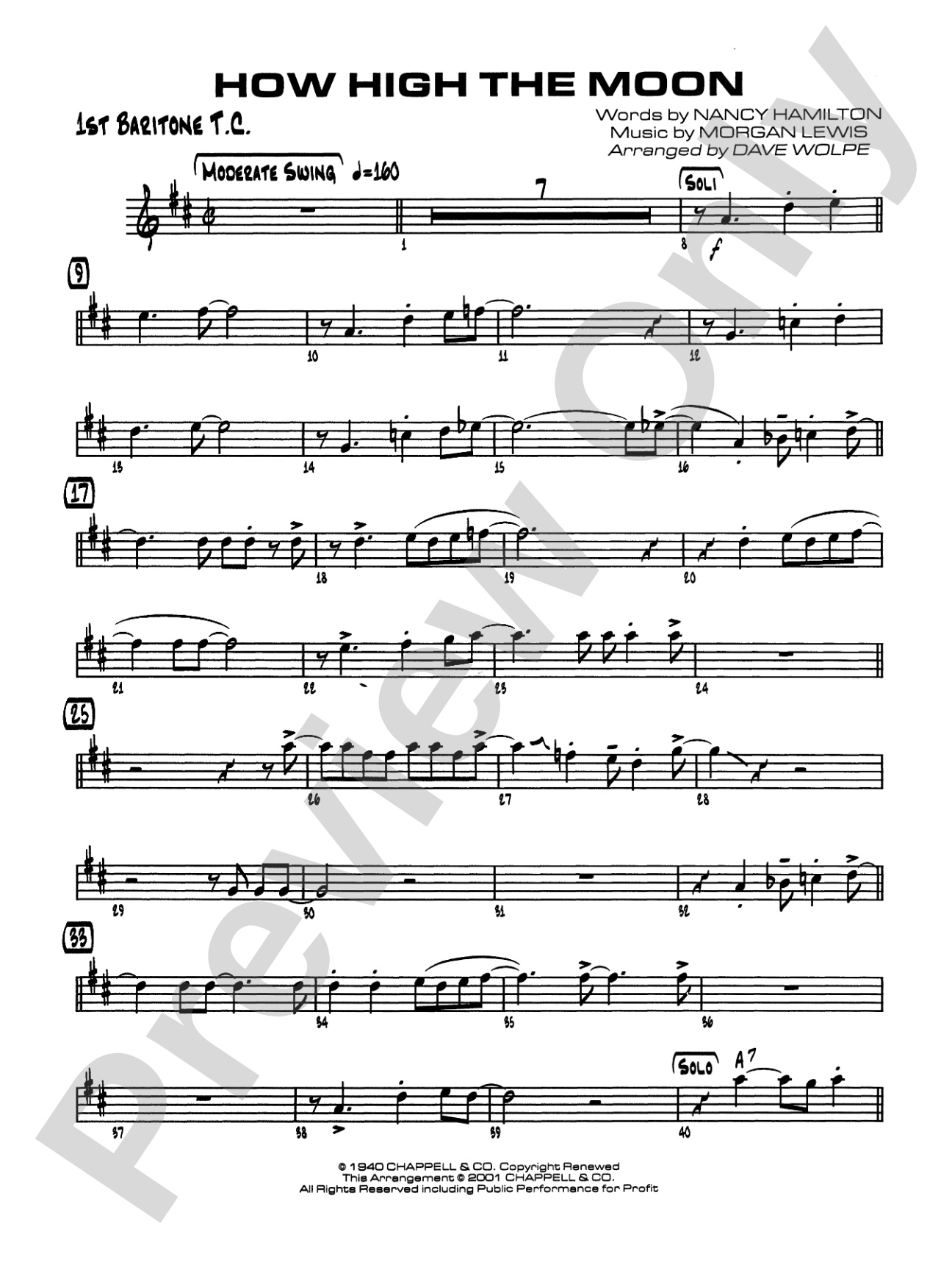 How High the Moon: Baritone T.C.