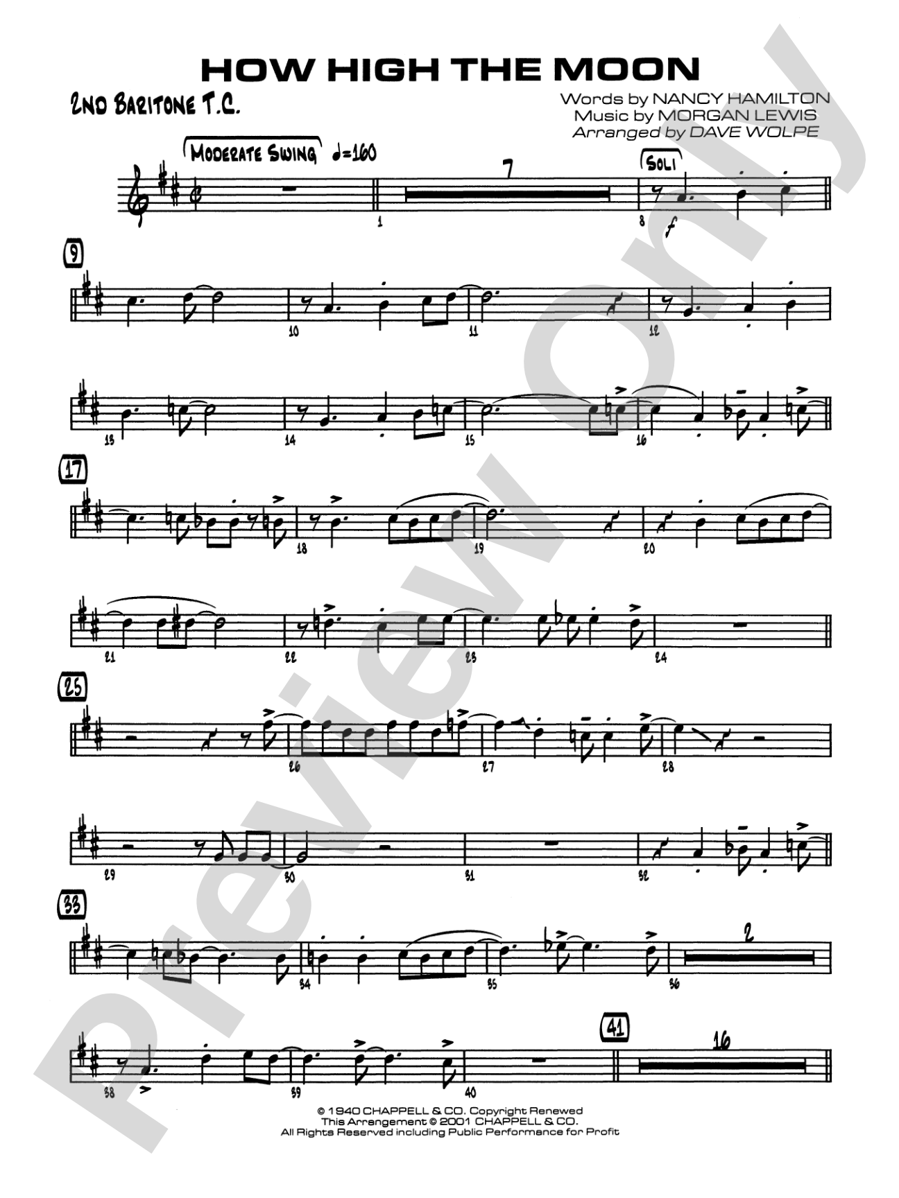 How High the Moon: 2nd Baritone T.C.