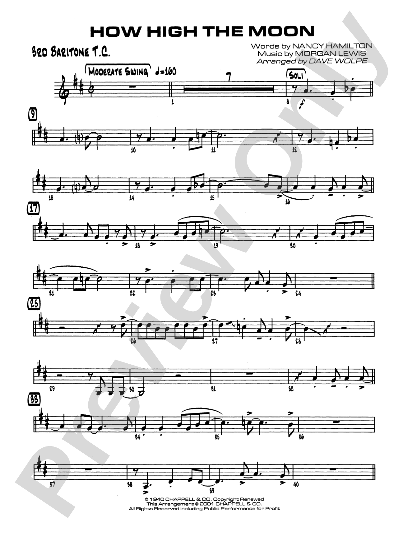 How High the Moon: 3rd Baritone T.C.