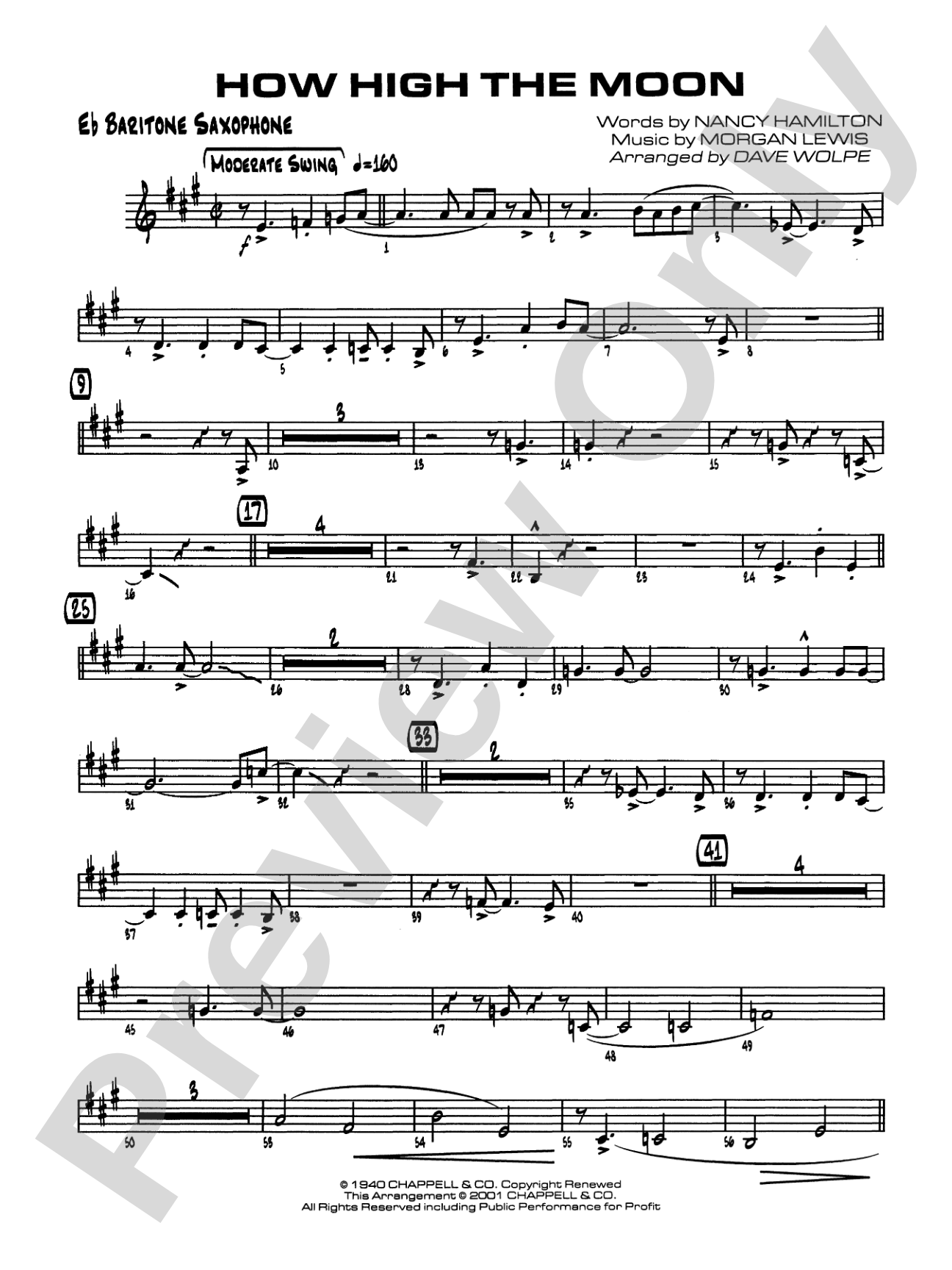 How High the Moon: E-flat Baritone Saxophone