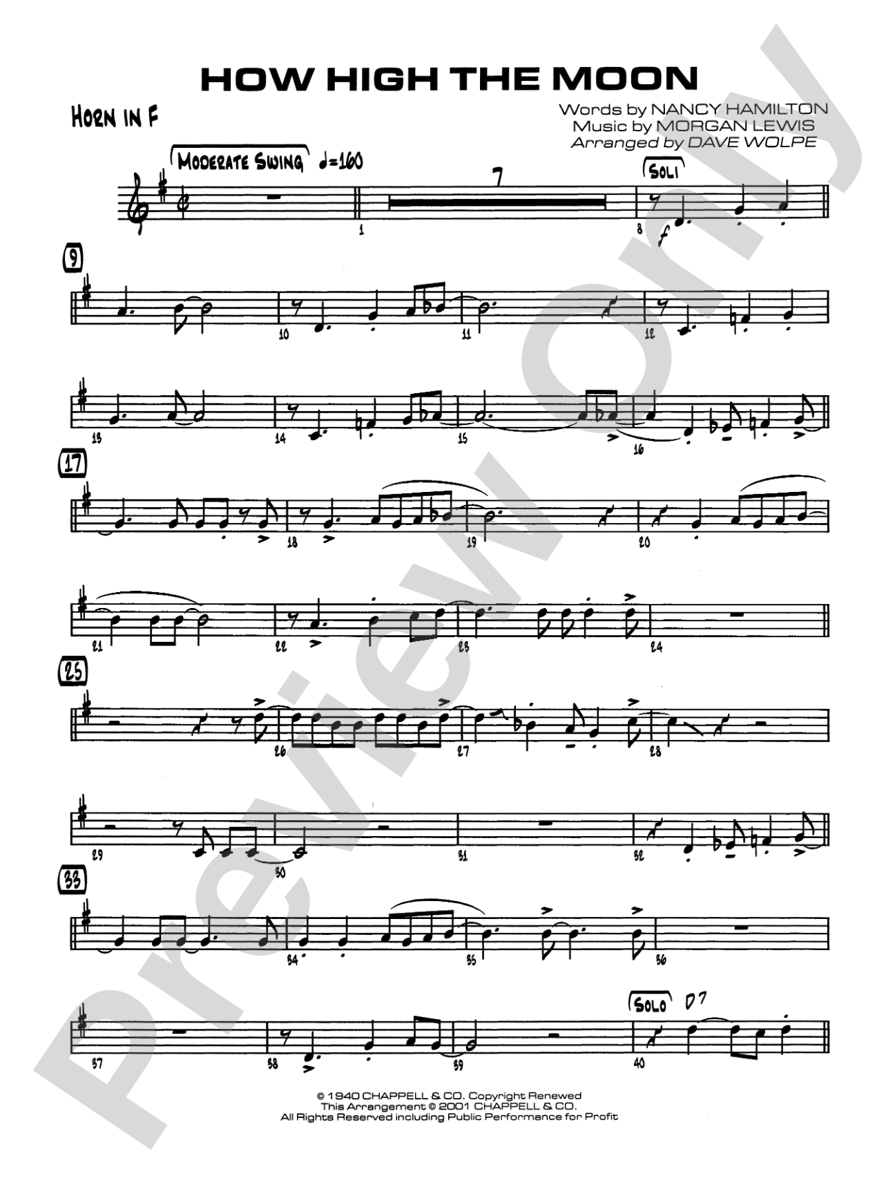 How High the Moon: 1st F Horn