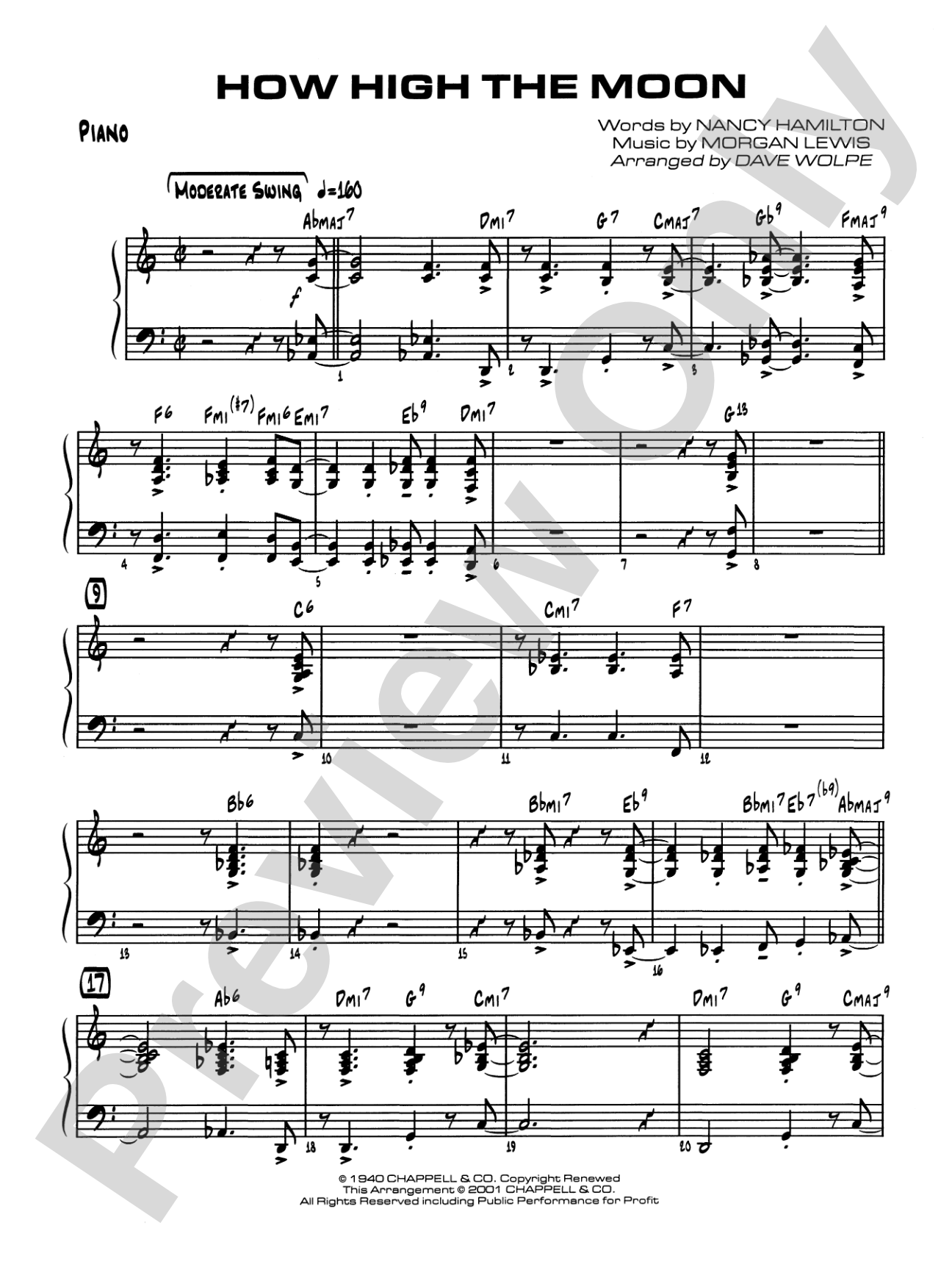 How High the Moon: Piano Accompaniment