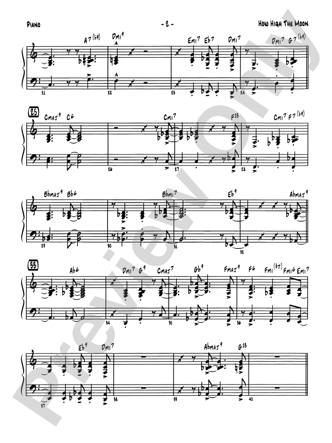 How High the Moon: Piano Accompaniment