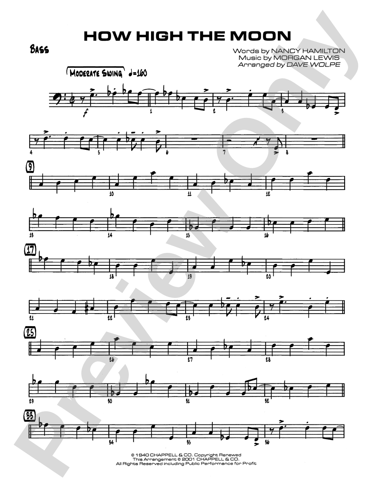 How High the Moon: String Bass