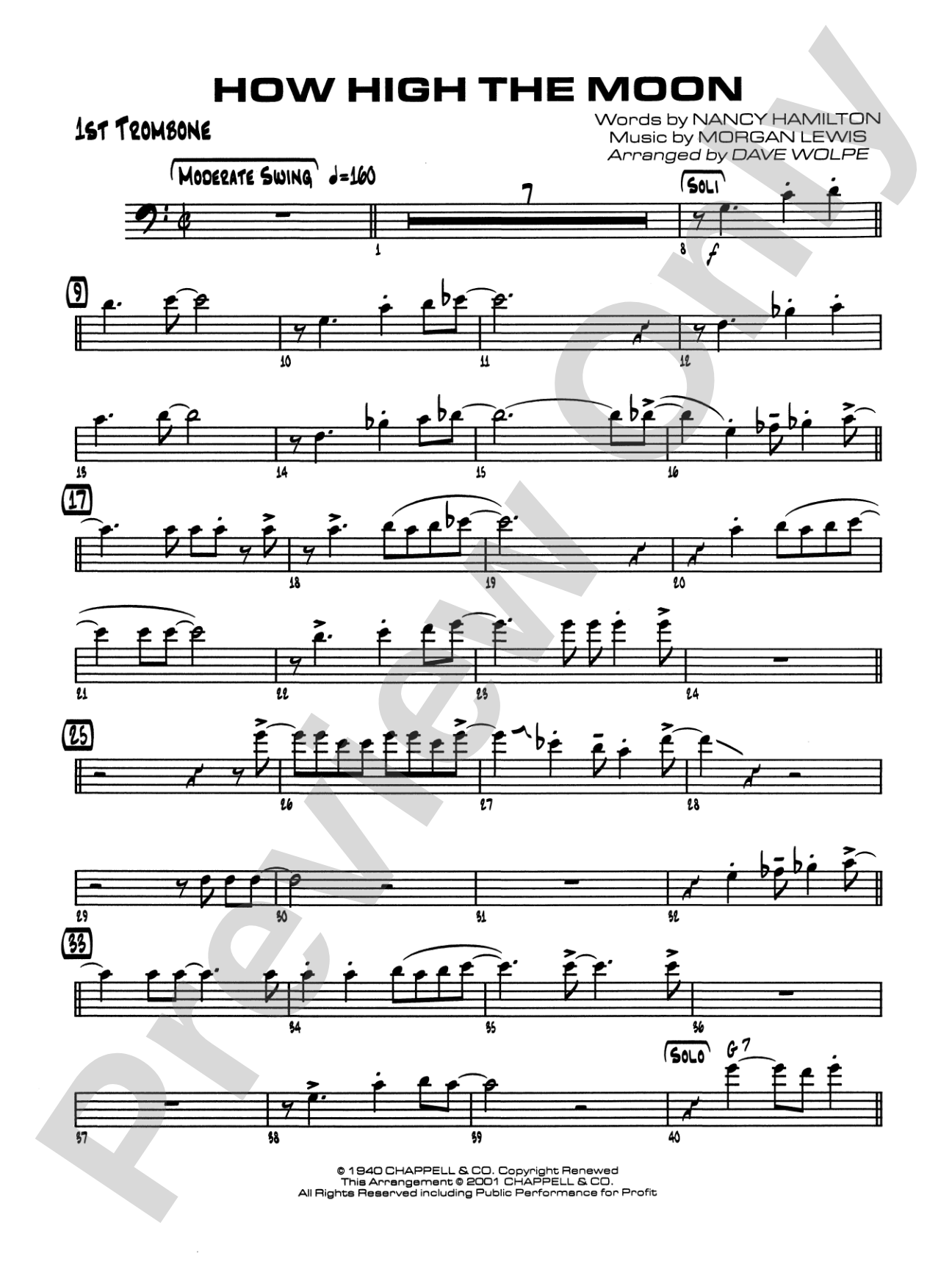 How High the Moon: 1st Trombone