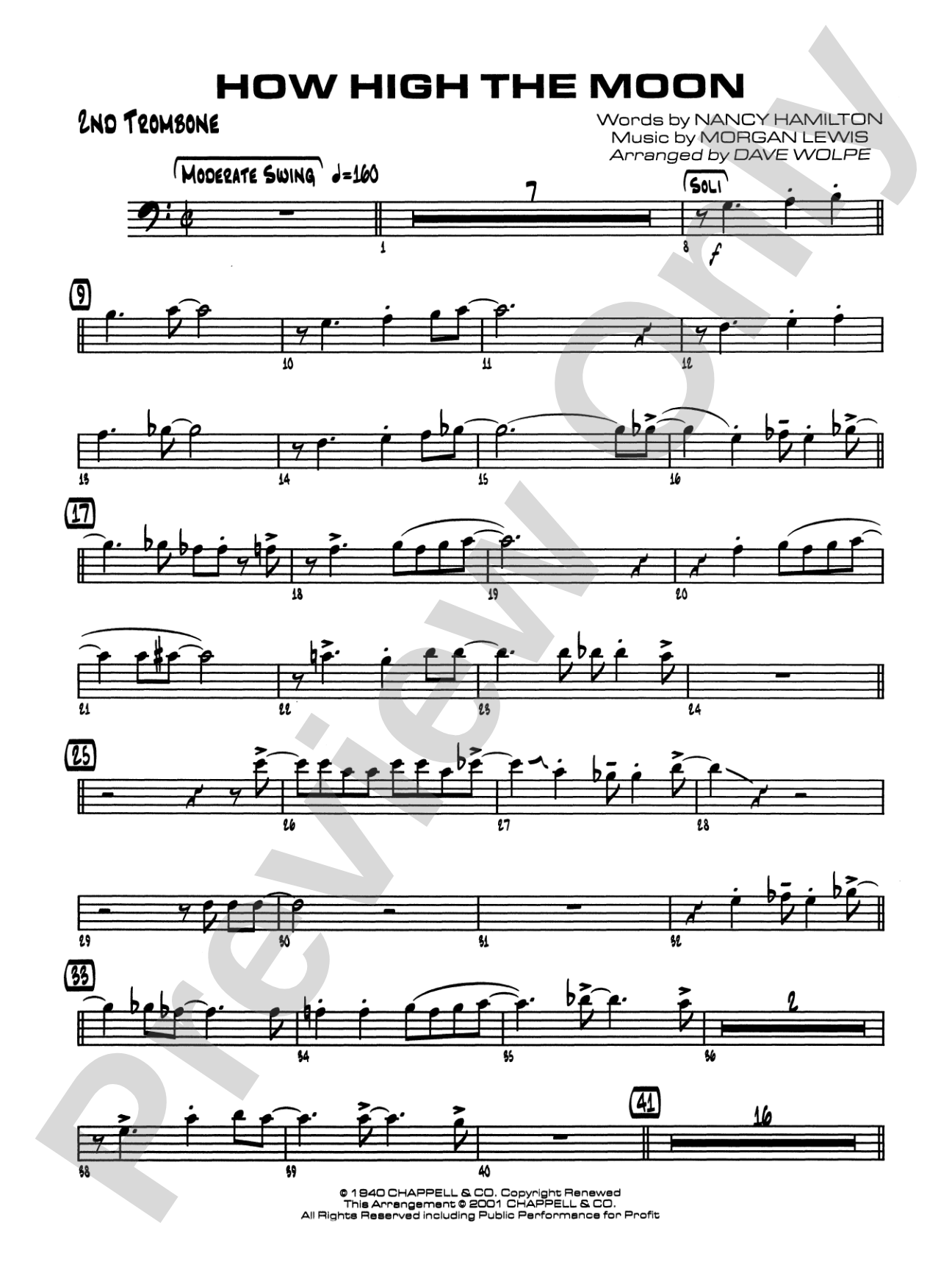 How High the Moon: 2nd Trombone