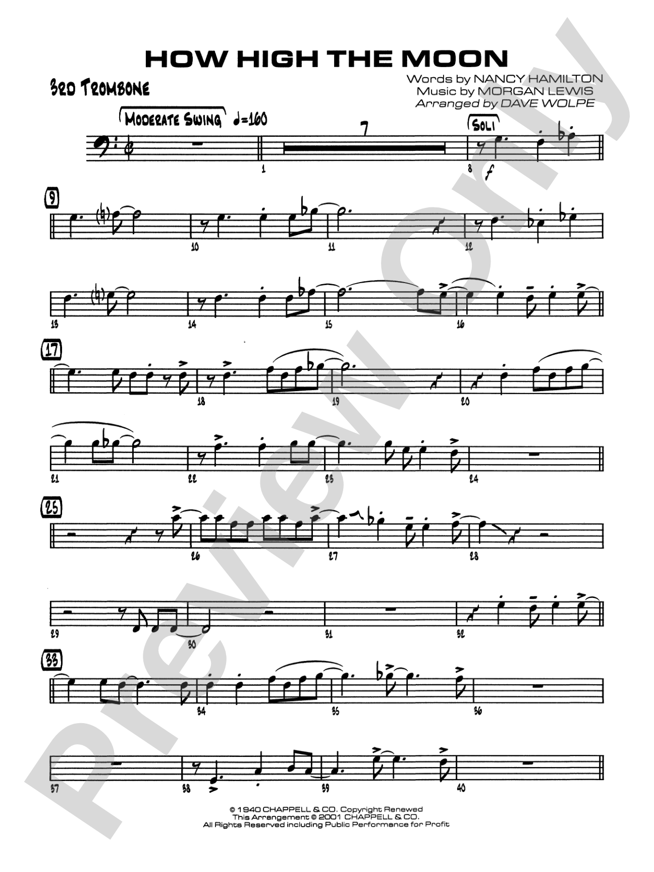 How High the Moon: 3rd Trombone