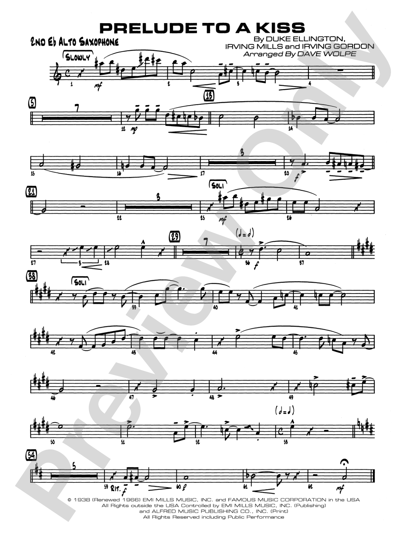 Prelude to a Kiss: 2nd E-flat Alto Saxophone