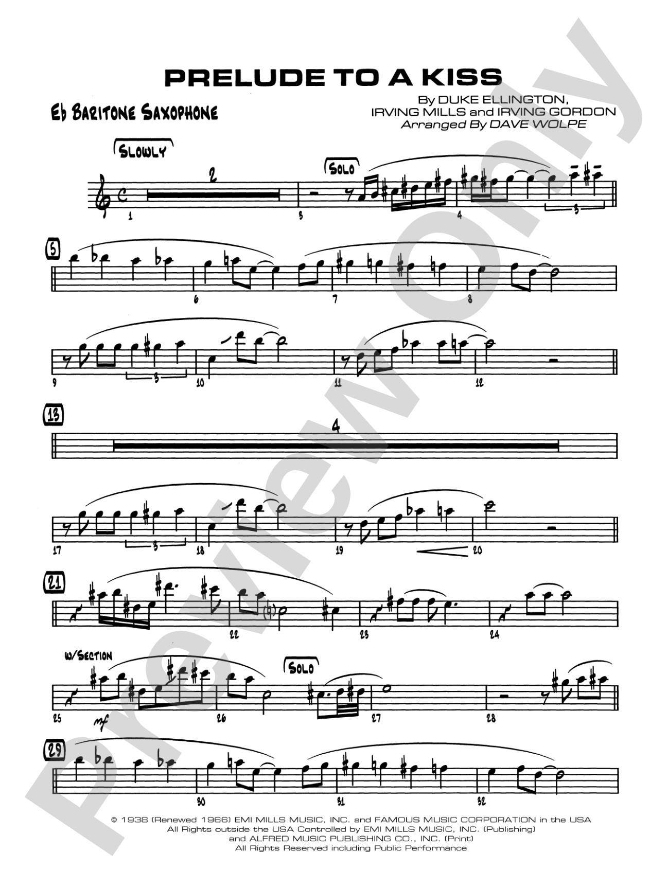 Prelude to a Kiss: E-flat Baritone Saxophone