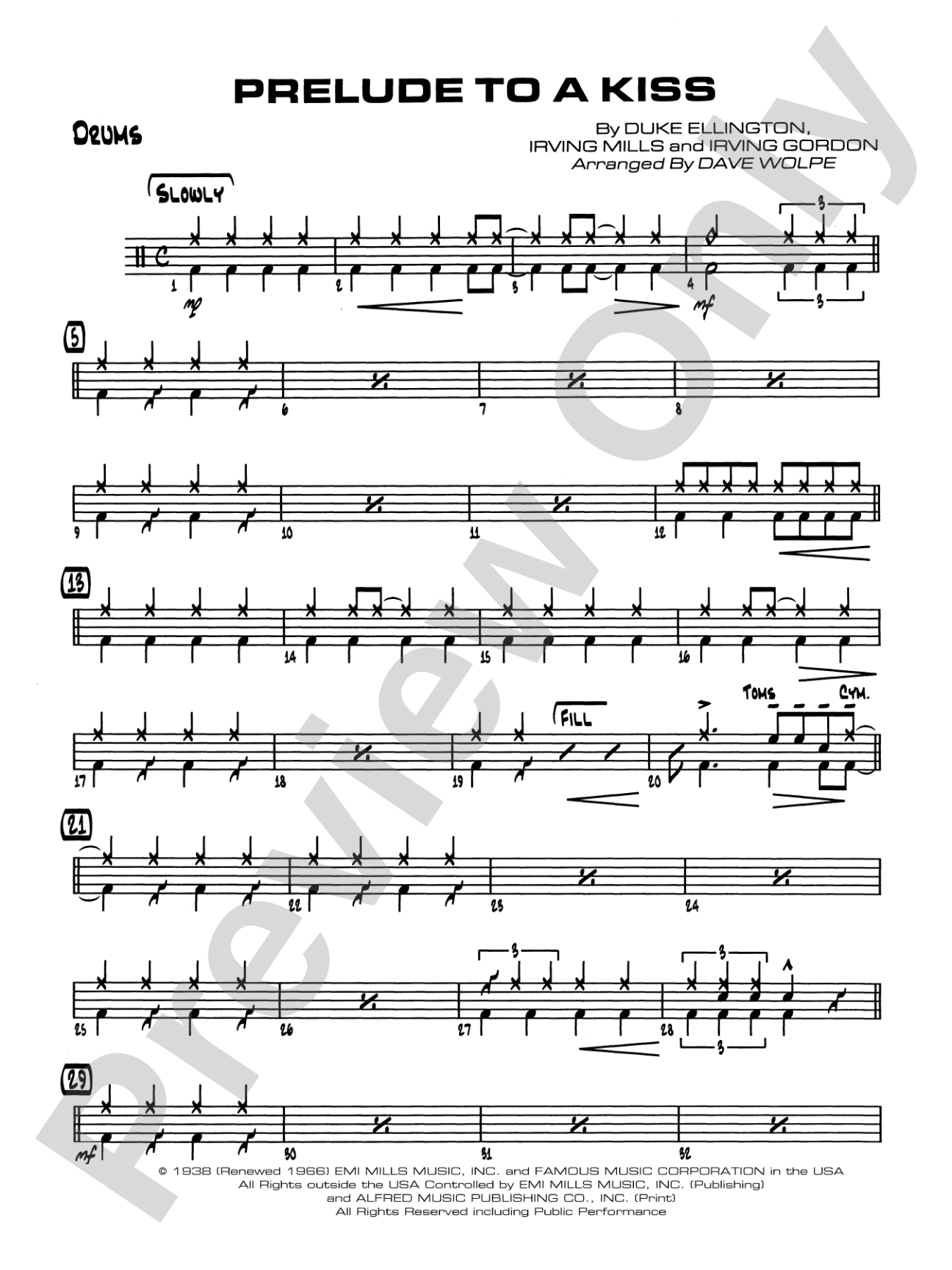 Prelude to a Kiss: Drums