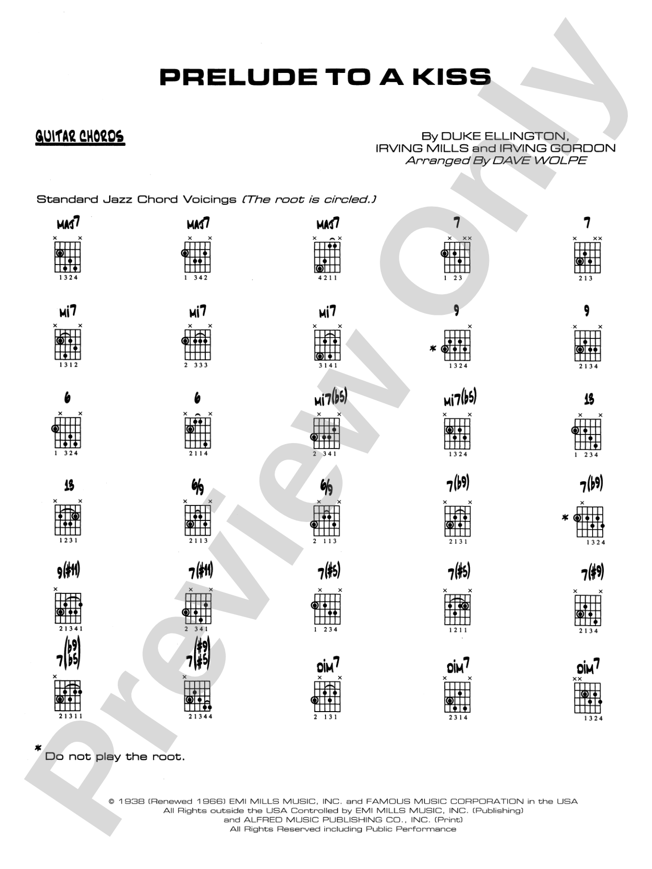 Prelude to a Kiss: Guitar Chords