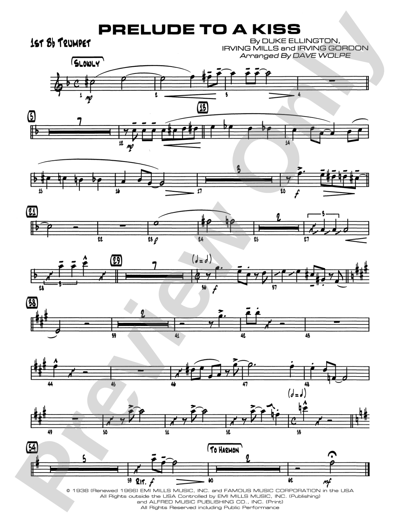 Prelude to a Kiss: 1st B-flat Trumpet