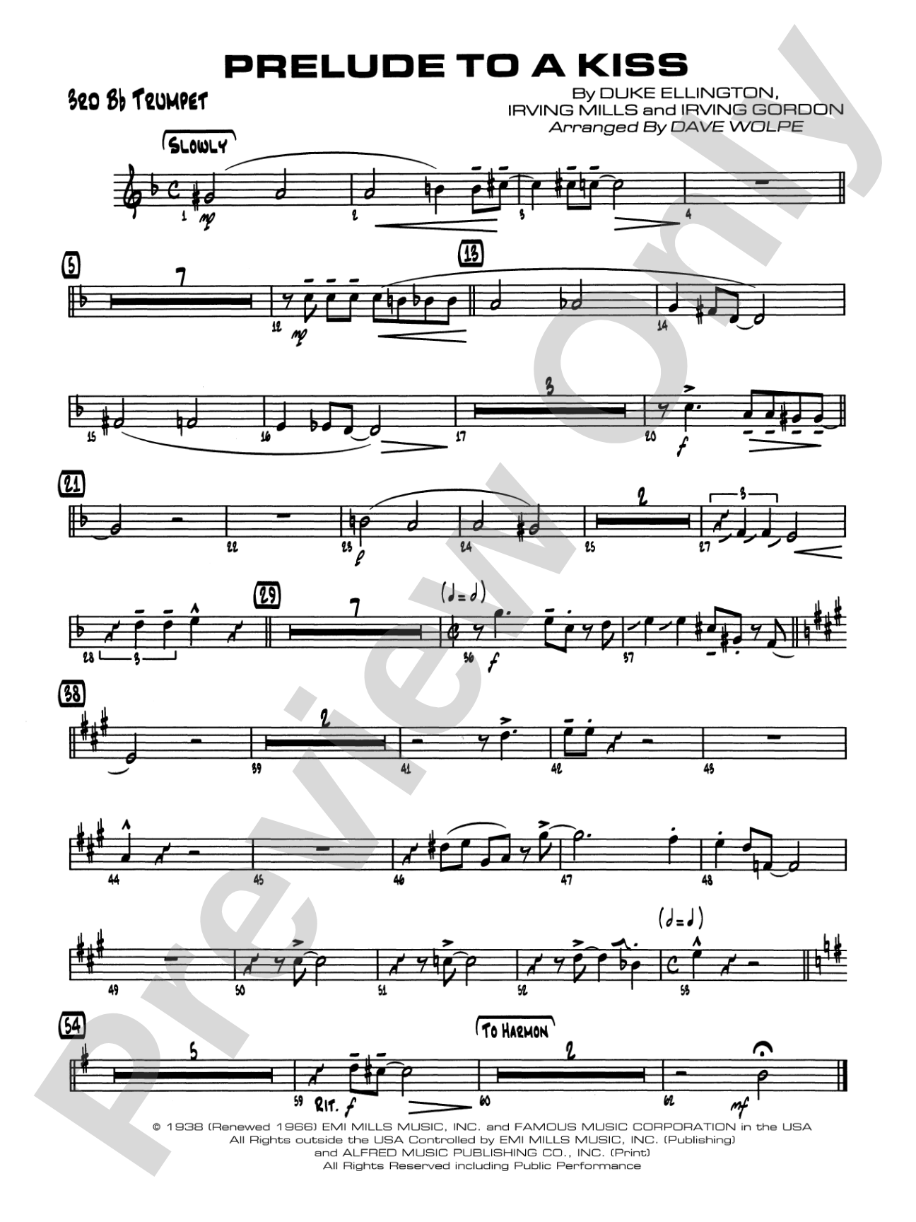 Prelude to a Kiss: 3rd B-flat Trumpet
