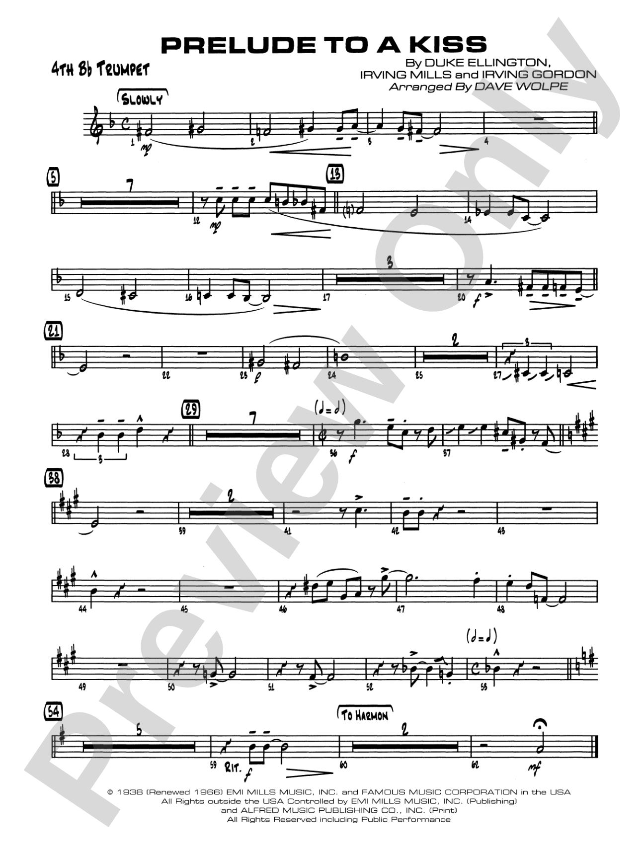 Prelude to a Kiss: 4th B-flat Trumpet