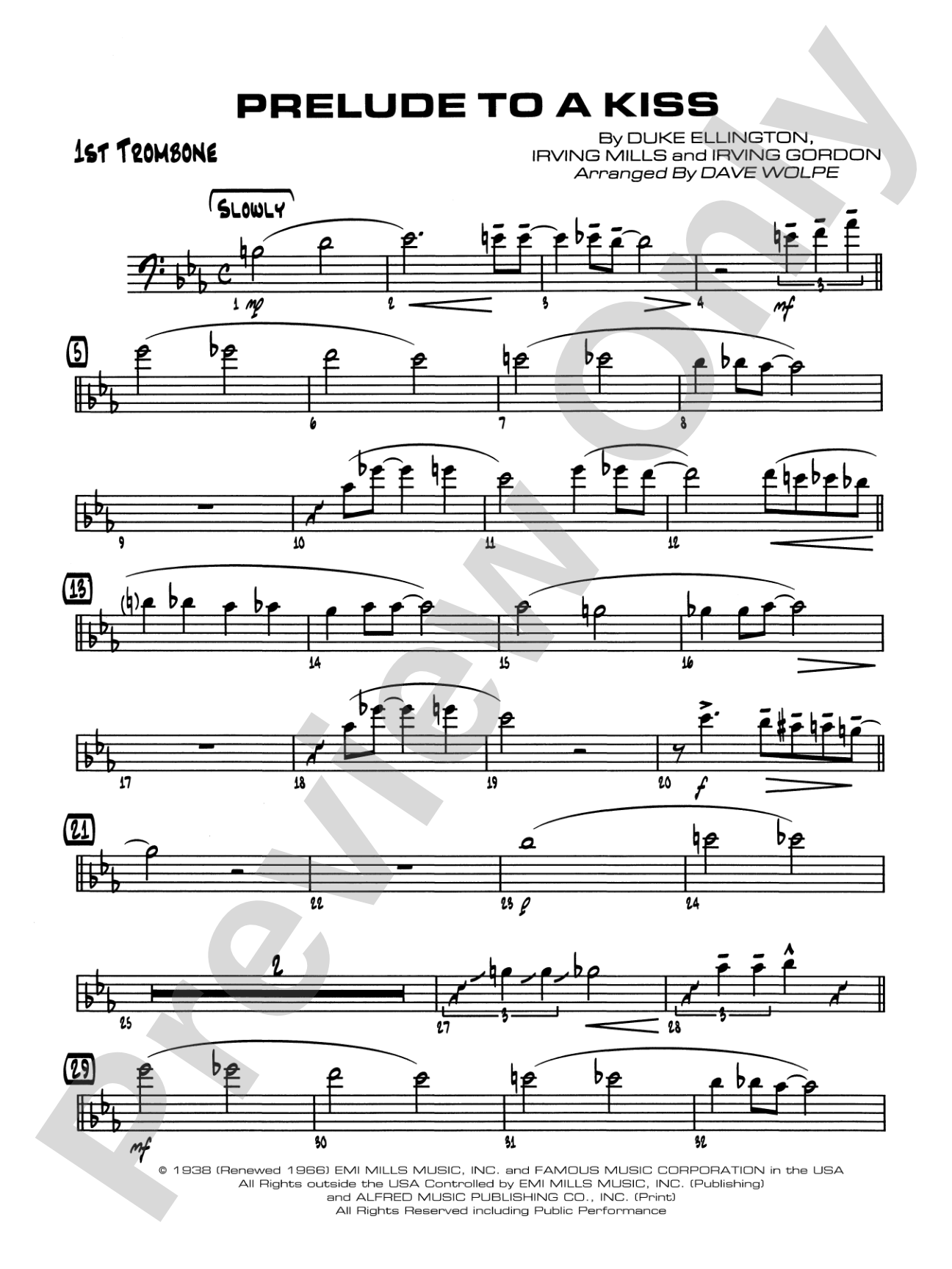 Prelude to a Kiss: 1st Trombone