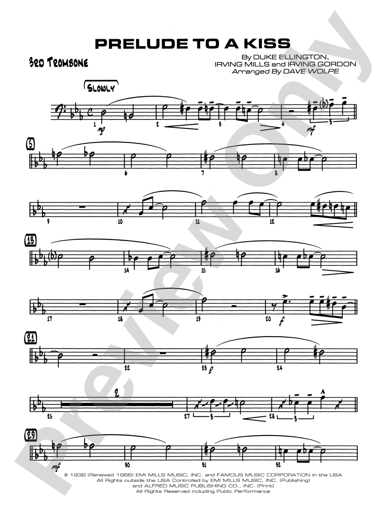 Prelude to a Kiss: 3rd Trombone