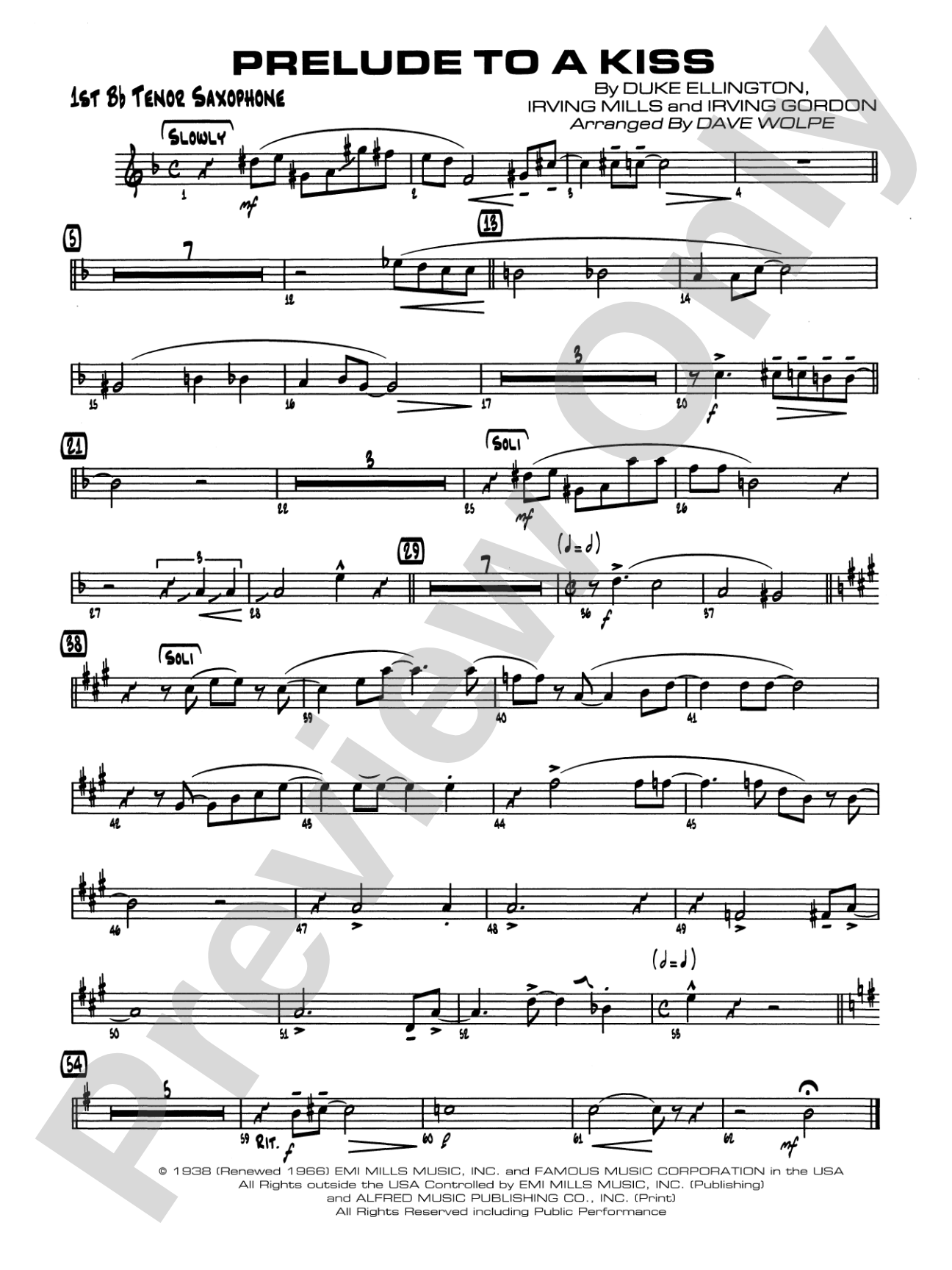 Prelude to a Kiss: B-flat Tenor Saxophone
