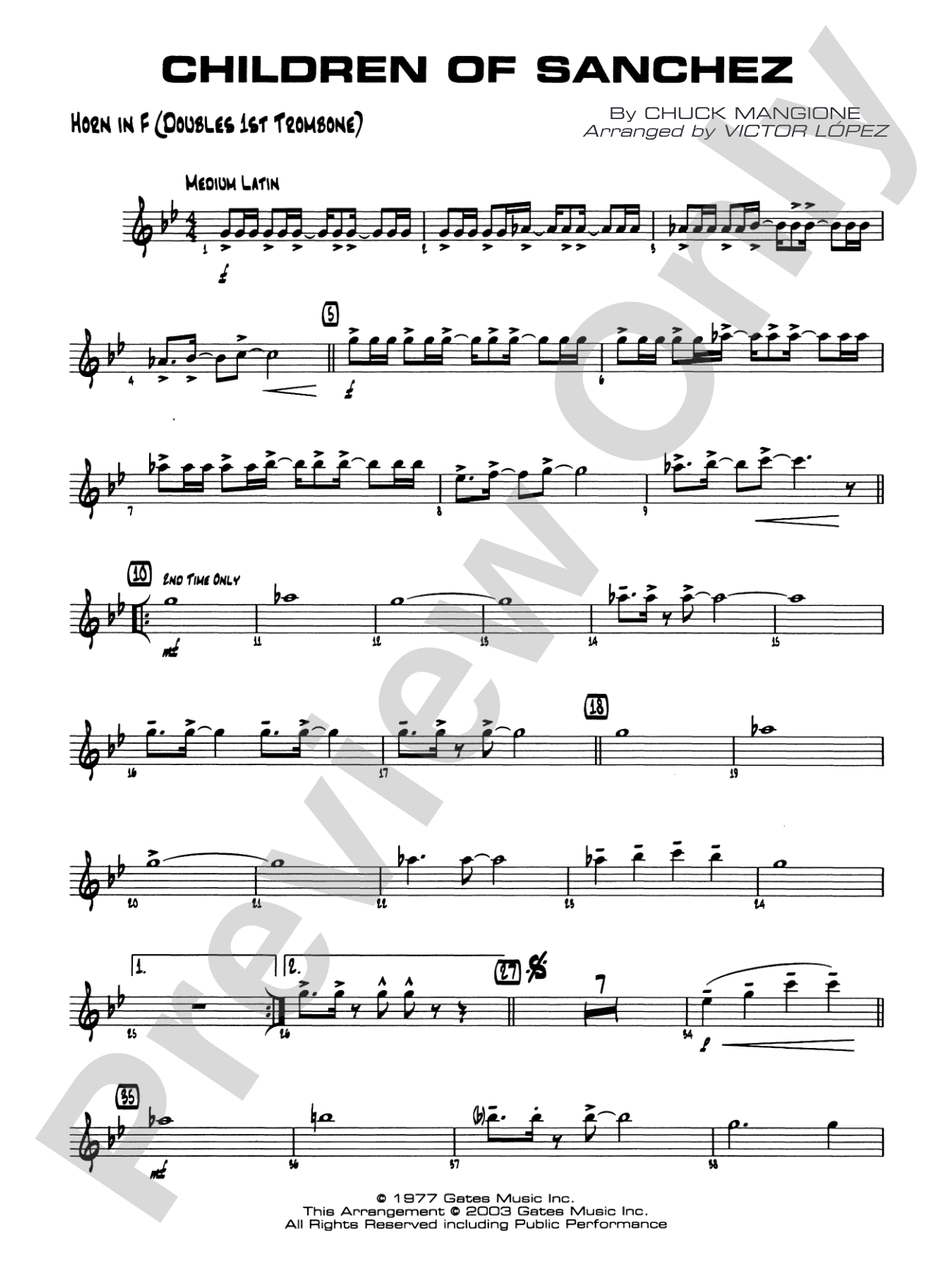 Children of Sanchez: 1st F Horn