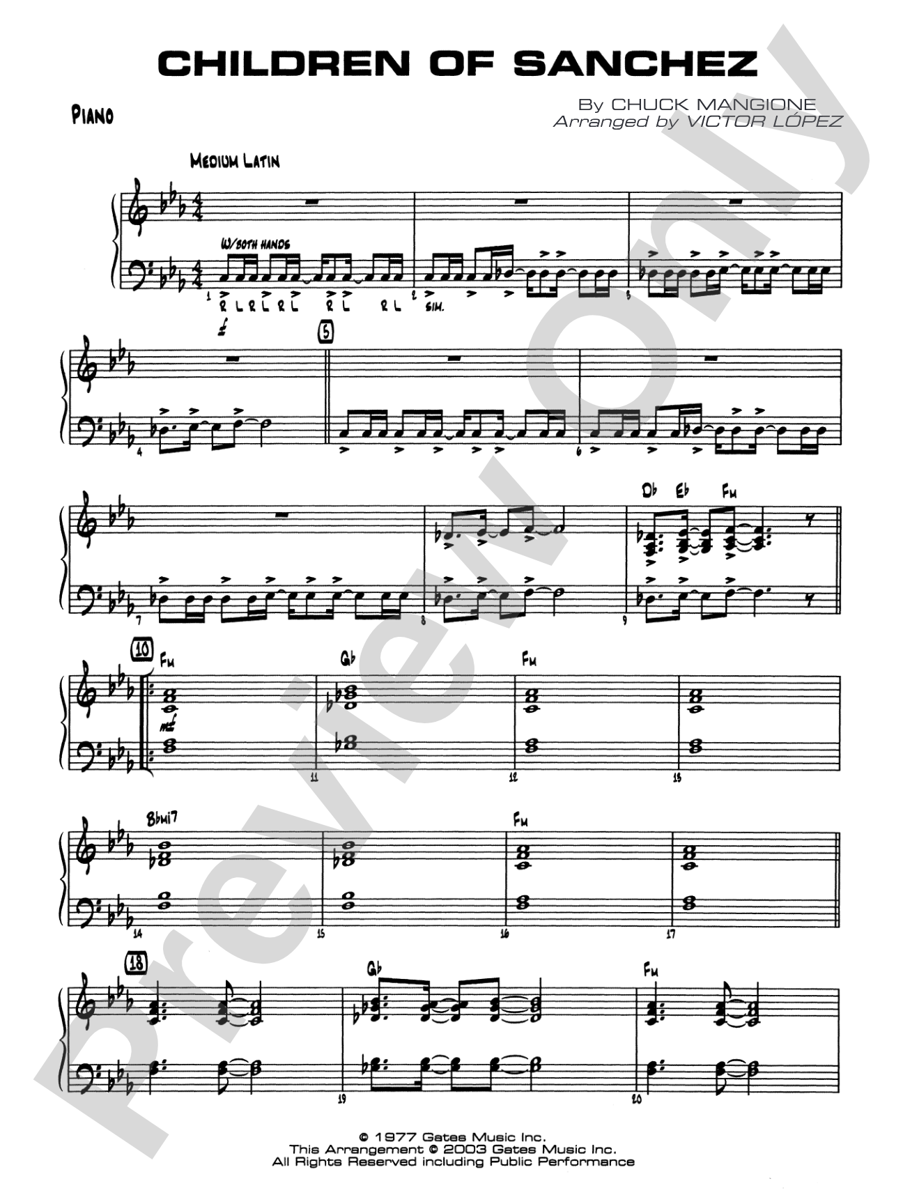 Children of Sanchez: Piano Accompaniment