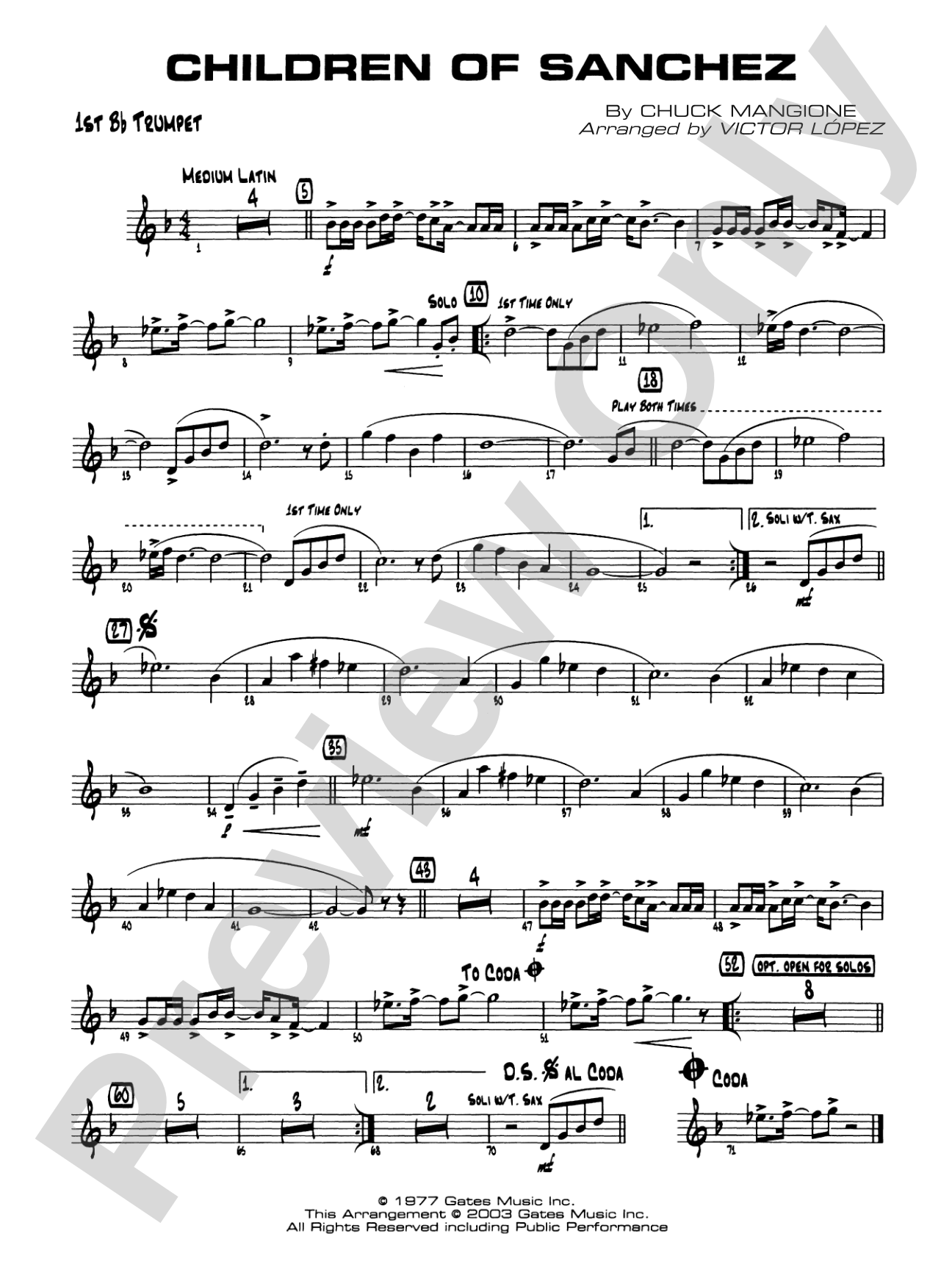 Children of Sanchez: 1st B-flat Trumpet