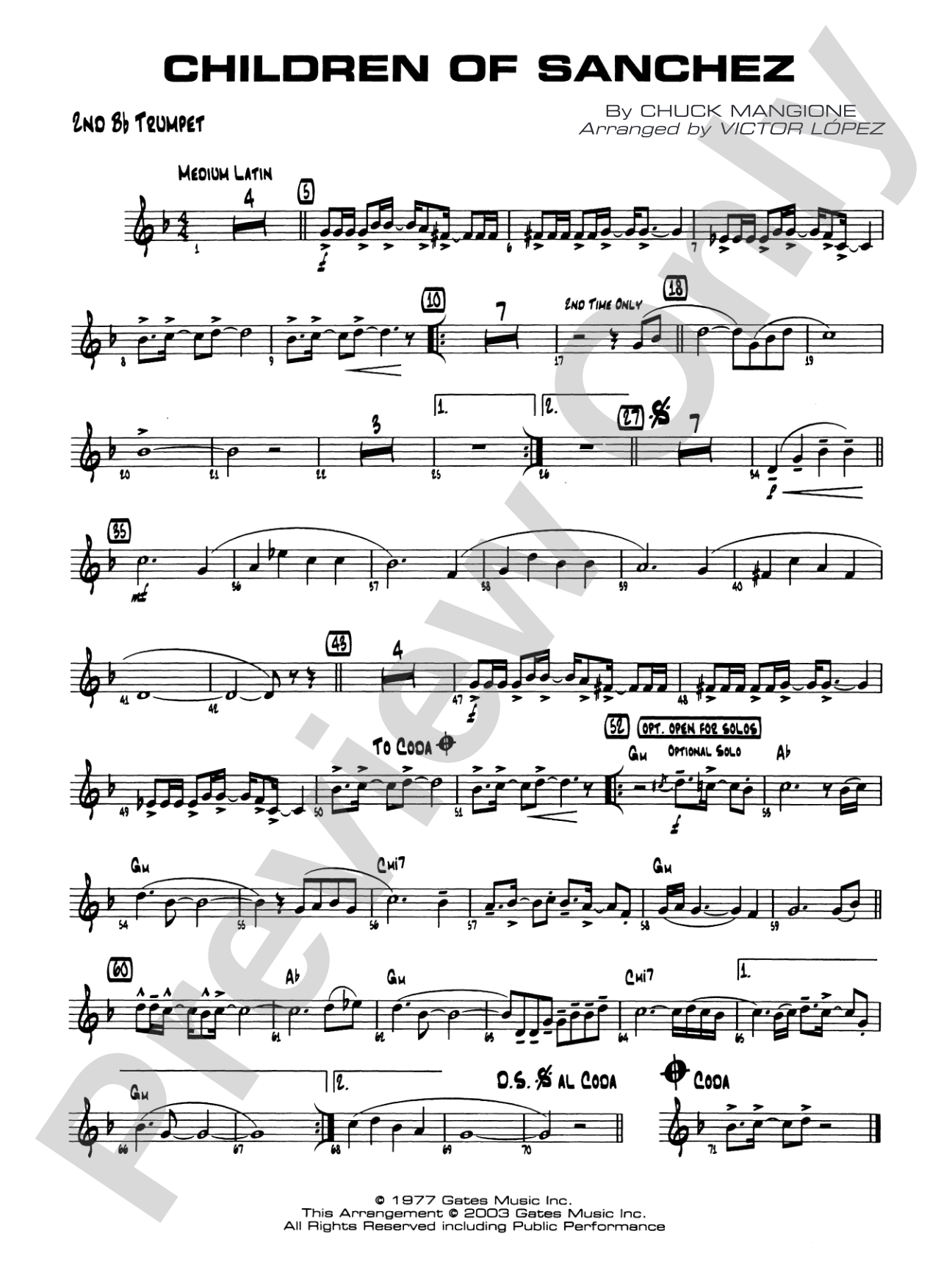 Children of Sanchez: 2nd B-flat Trumpet