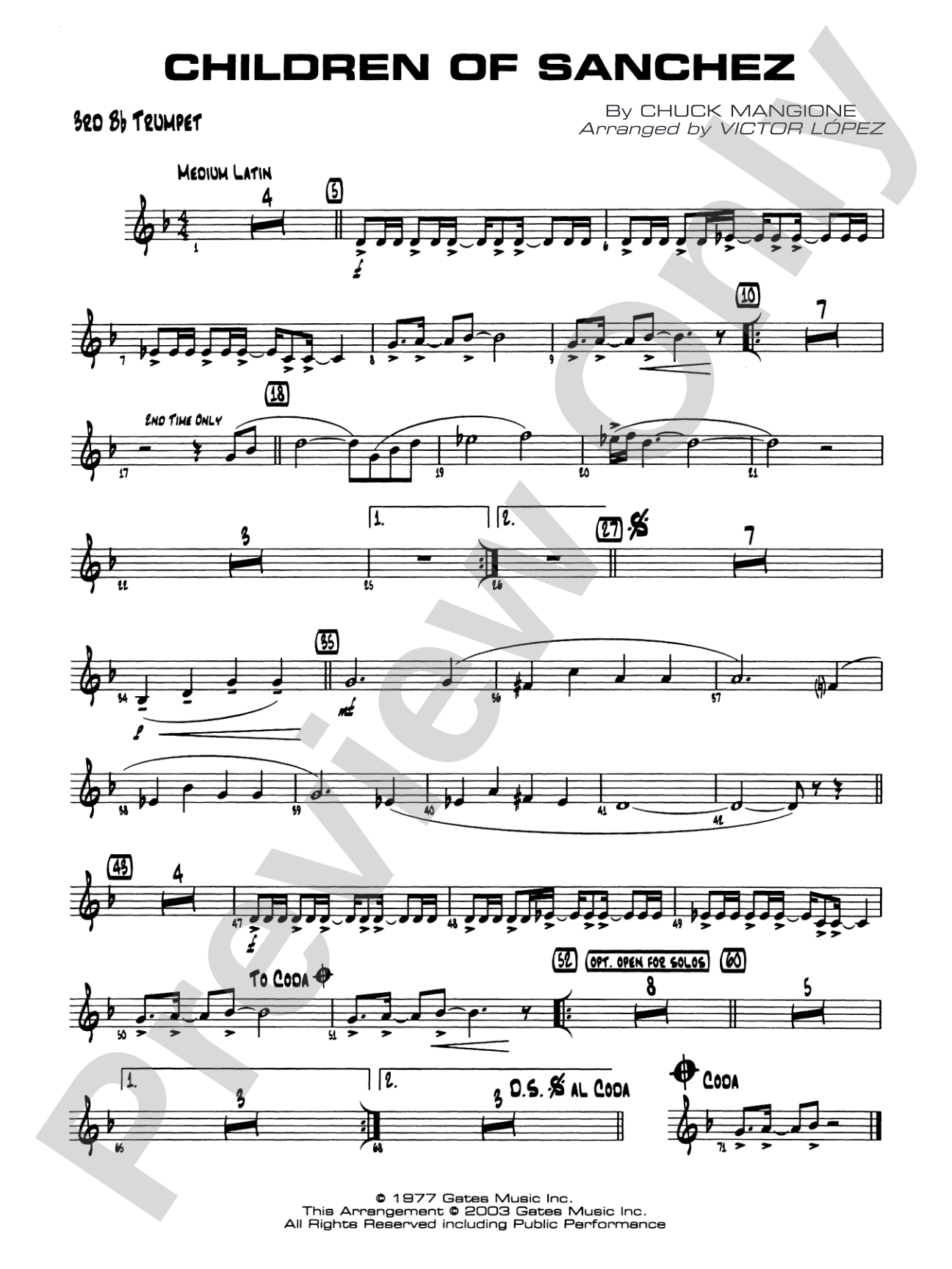 Children of Sanchez: 3rd B-flat Trumpet