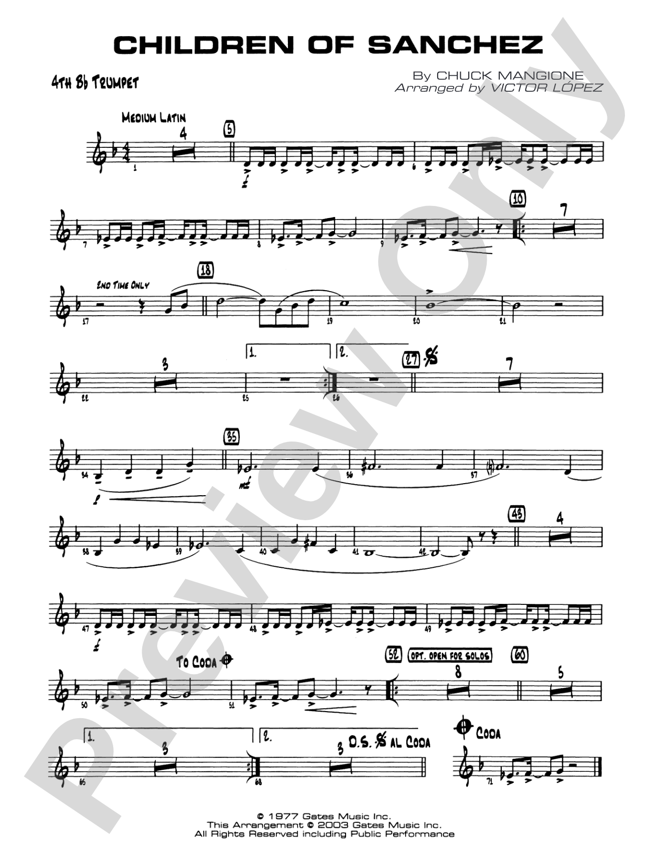 Children of Sanchez: 4th B-flat Trumpet