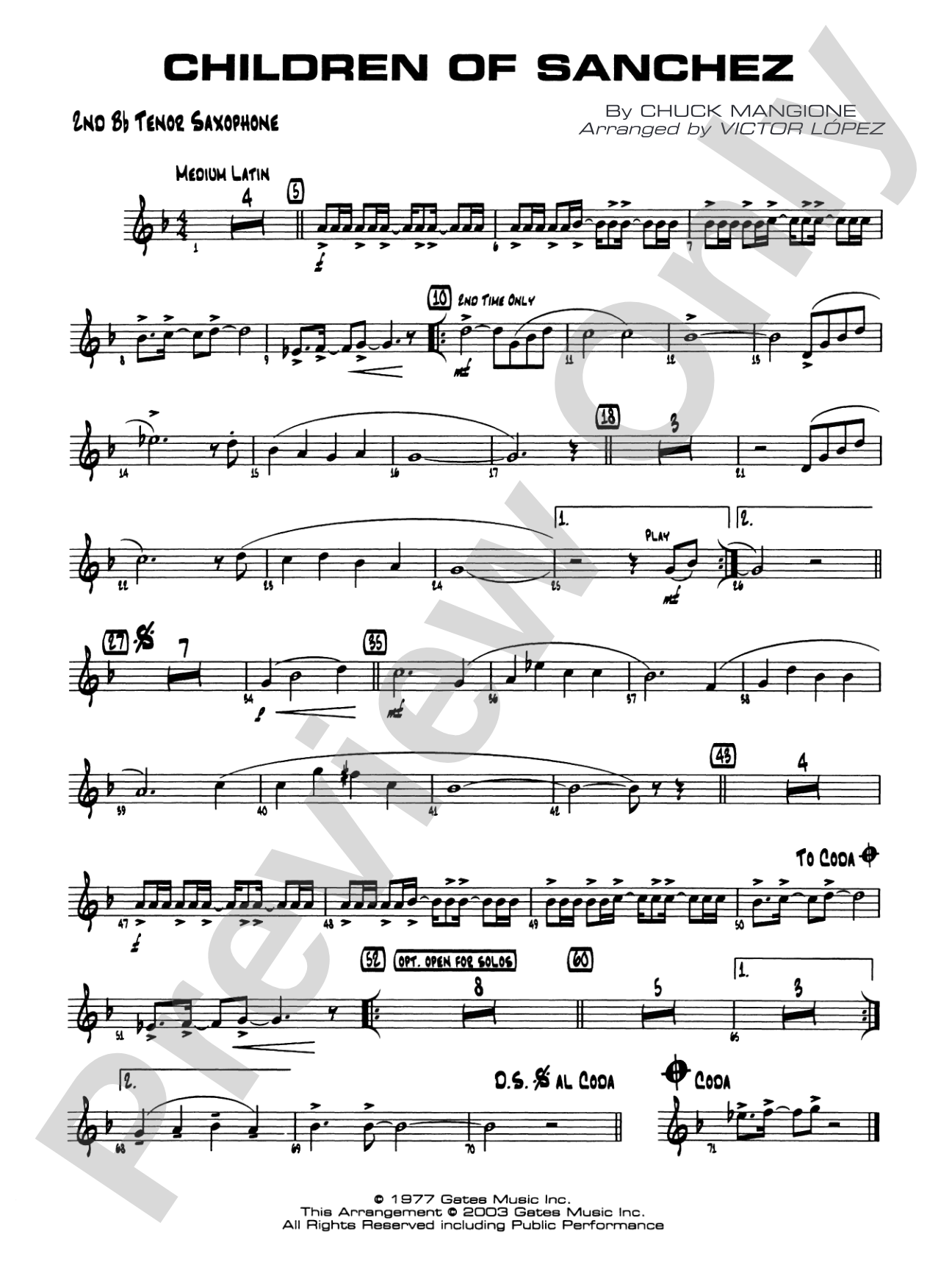Children of Sanchez: 2nd B-flat Tenor Saxophone