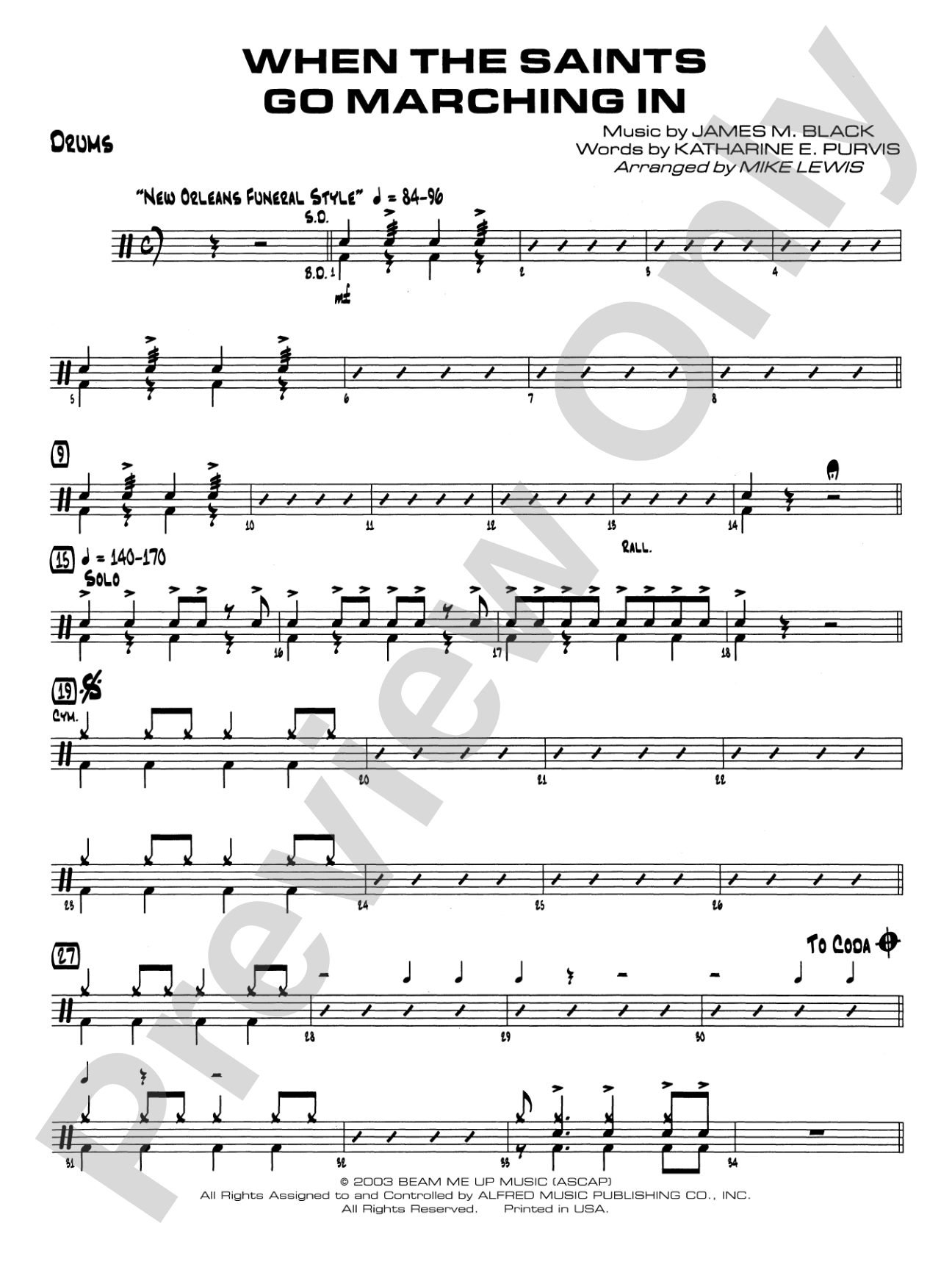 When the Saints Go Marching In: Drums