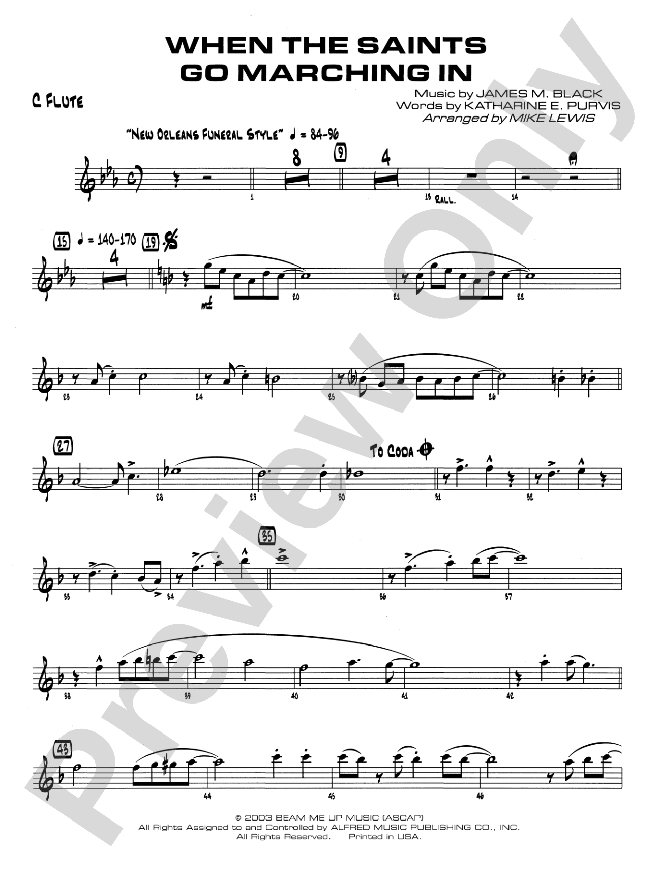 When the Saints Go Marching In: Flute
