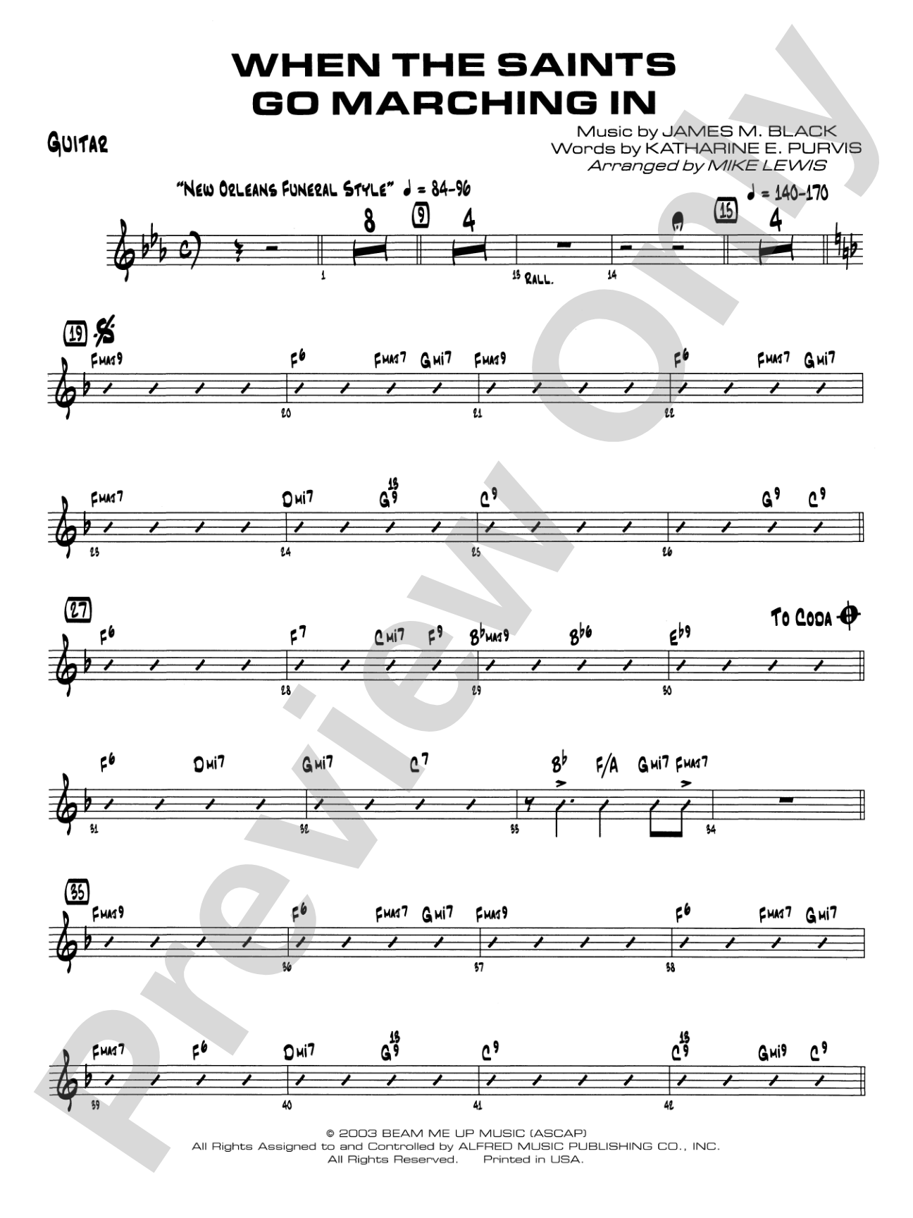 When the Saints Go Marching In: Guitar