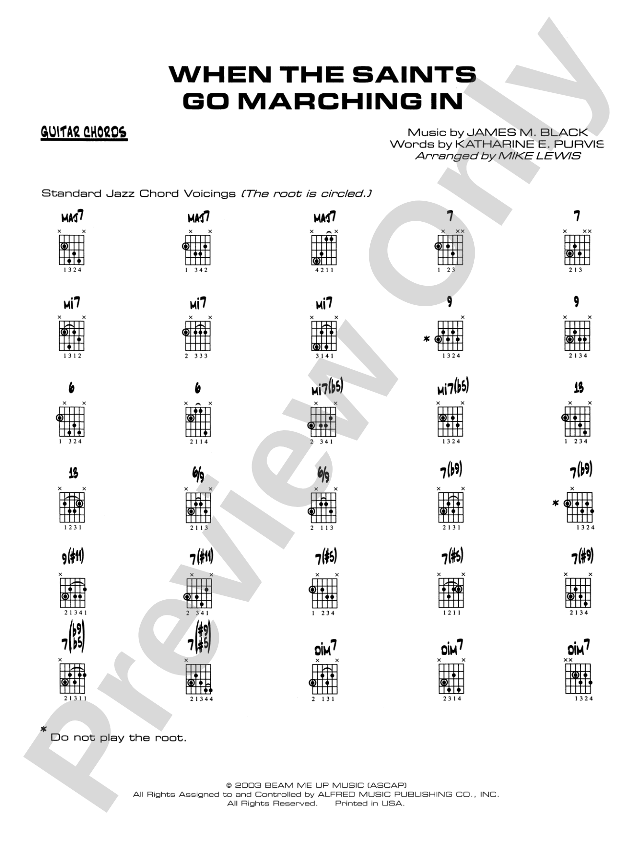 When the Saints Go Marching In: Guitar Chords