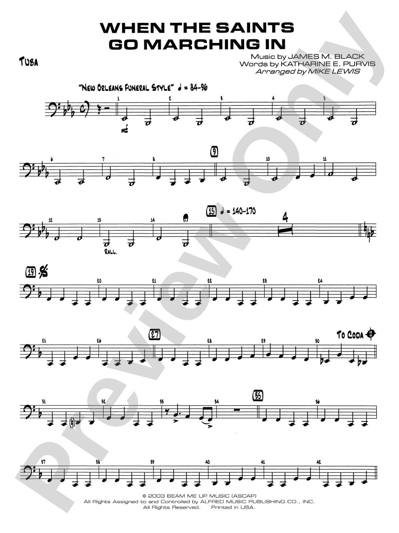 When the Saints Go Marching In: Tuba